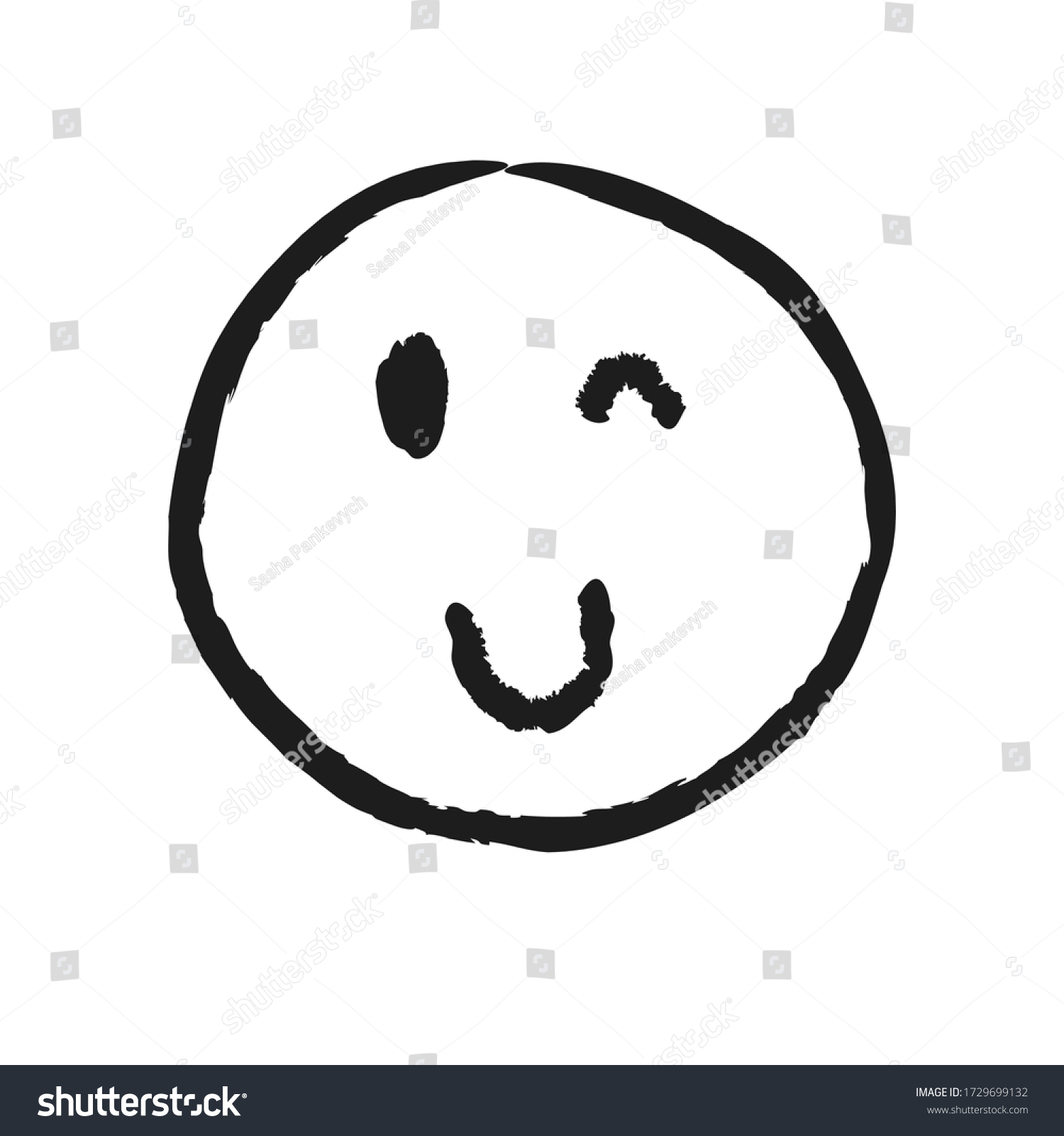 Hand drawn vector illustration with winky smile - Royalty Free Stock ...