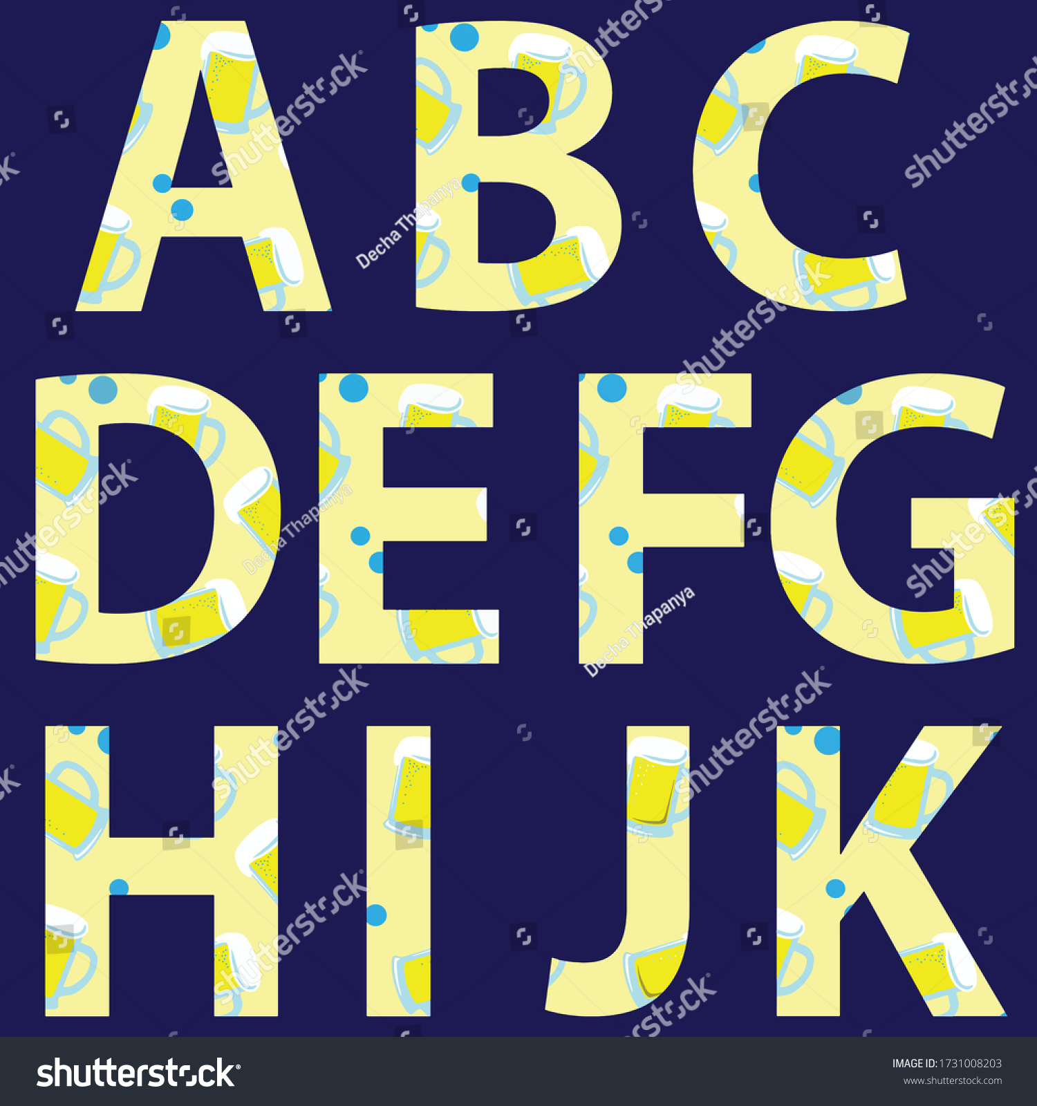 A B C D E F G H I J K Alphabets Applied With Royalty Free Stock Vector 1731008203 0356