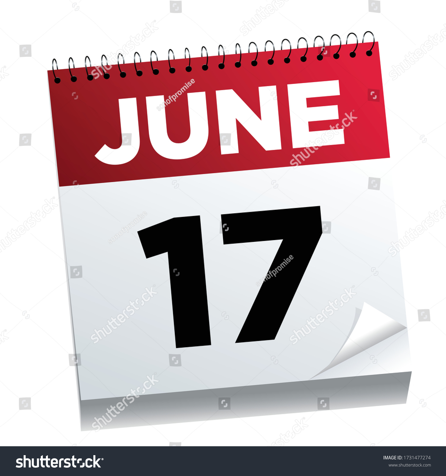 June 17th on a calendar page illustrated Royalty Free Stock Vector