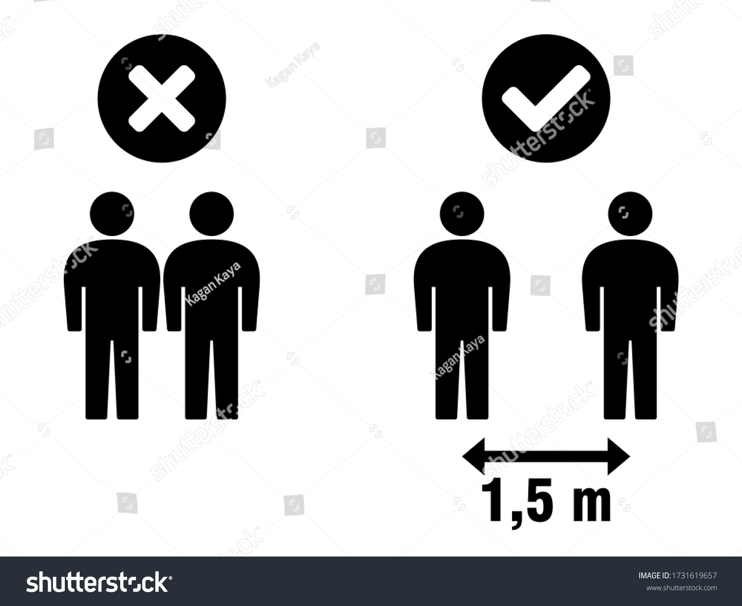 Social Distancing Keep Your Distance 1,5 m or 1,5 Metres Infographic Icon. Vector Image. #1731619657