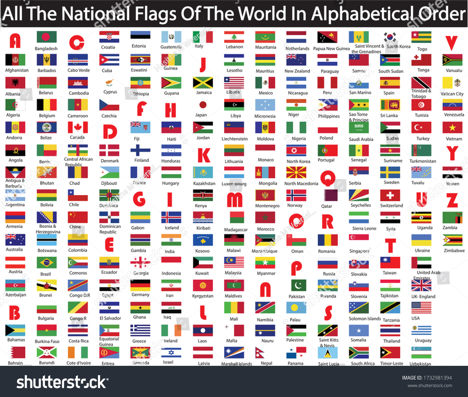 world flags in alphabetical order - Royalty Free Stock Vector ...