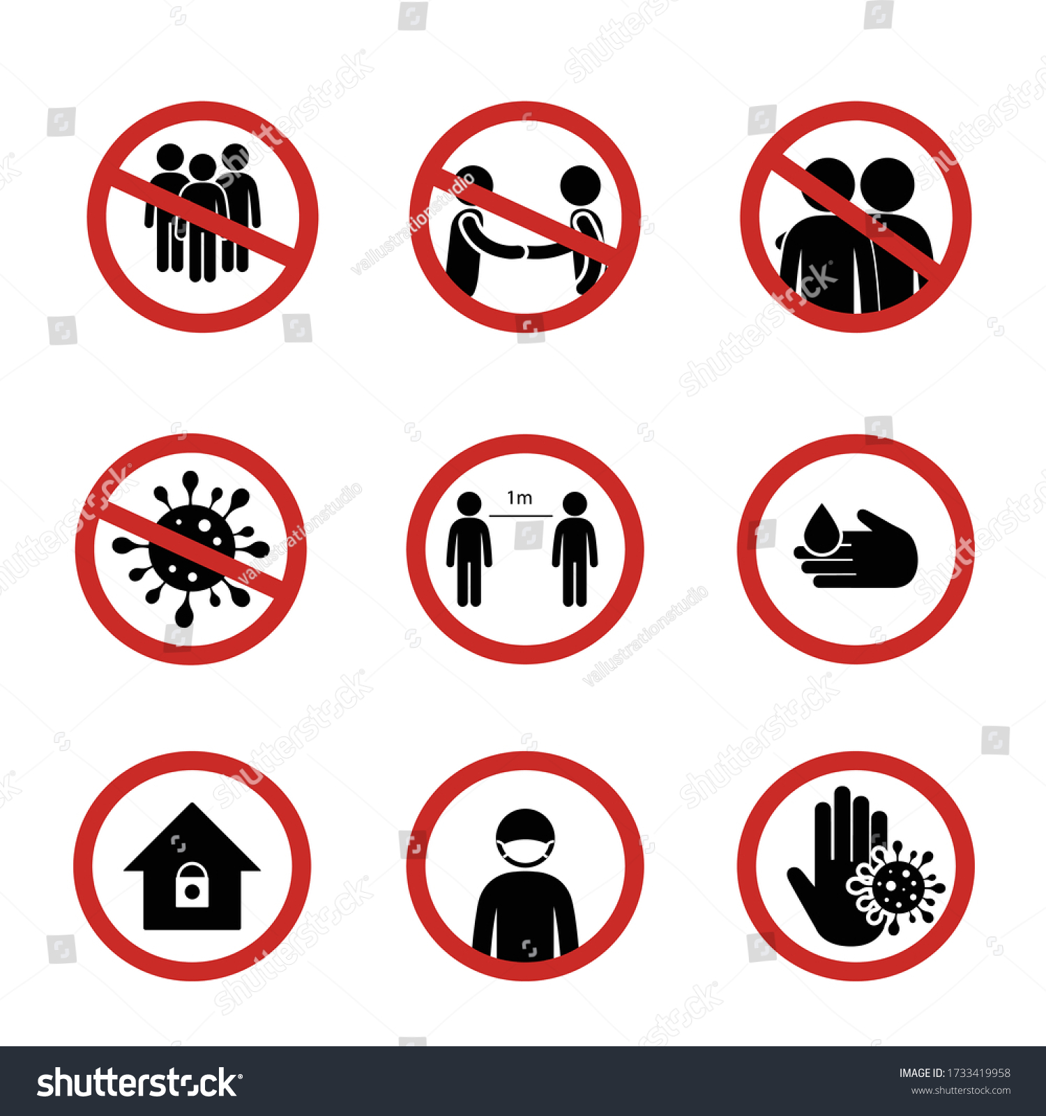 Signs Social Distancing Safety Precaution - Royalty Free Stock Vector ...