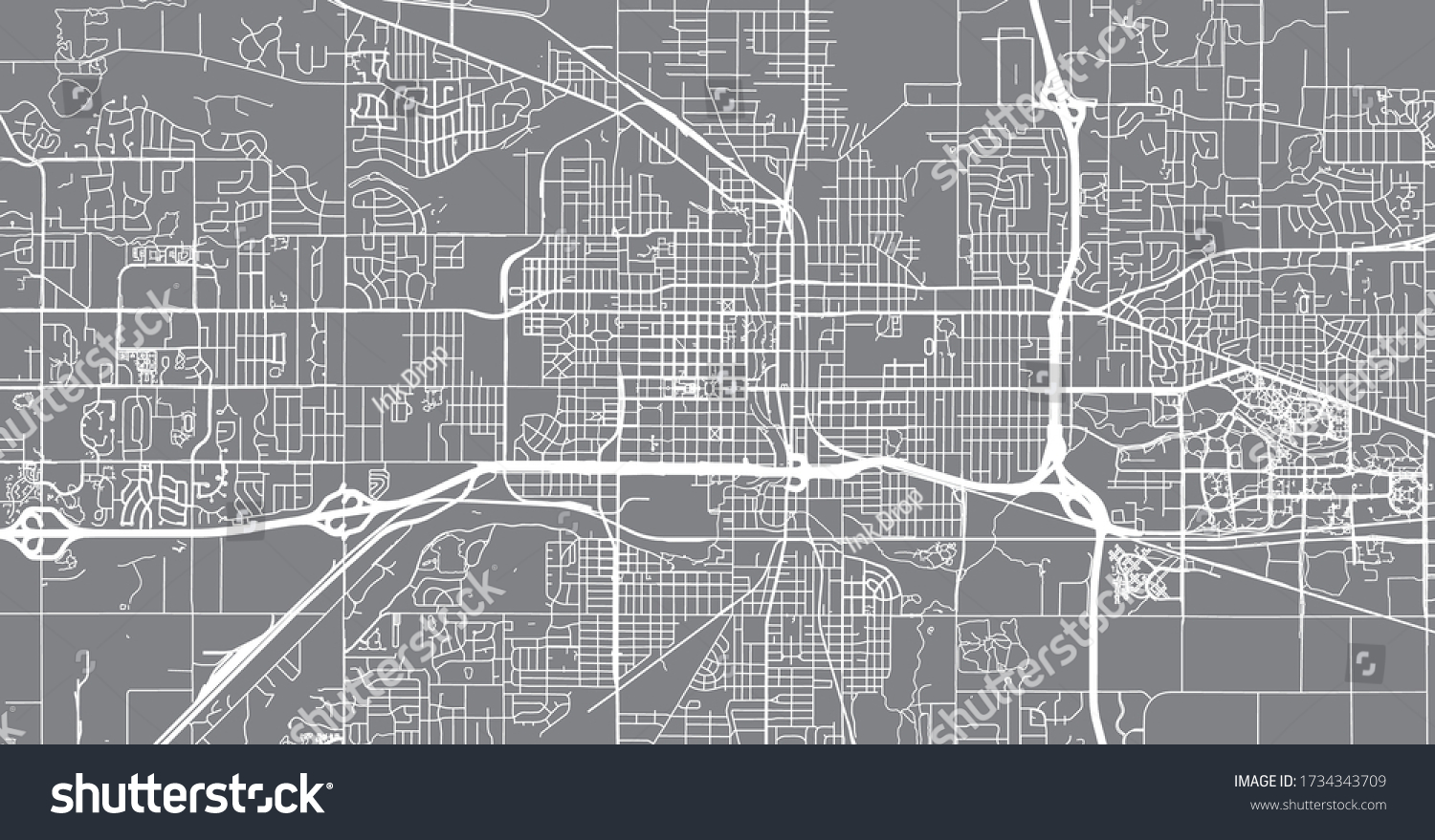 Urban vector city map of Lansing, USA. Michigan - Royalty Free Stock Vector 1734343709 - Avopix.com