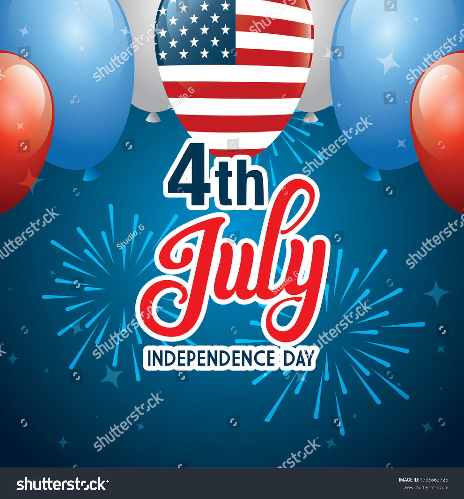 4 of july happy independence day with balloons - Royalty Free Stock ...