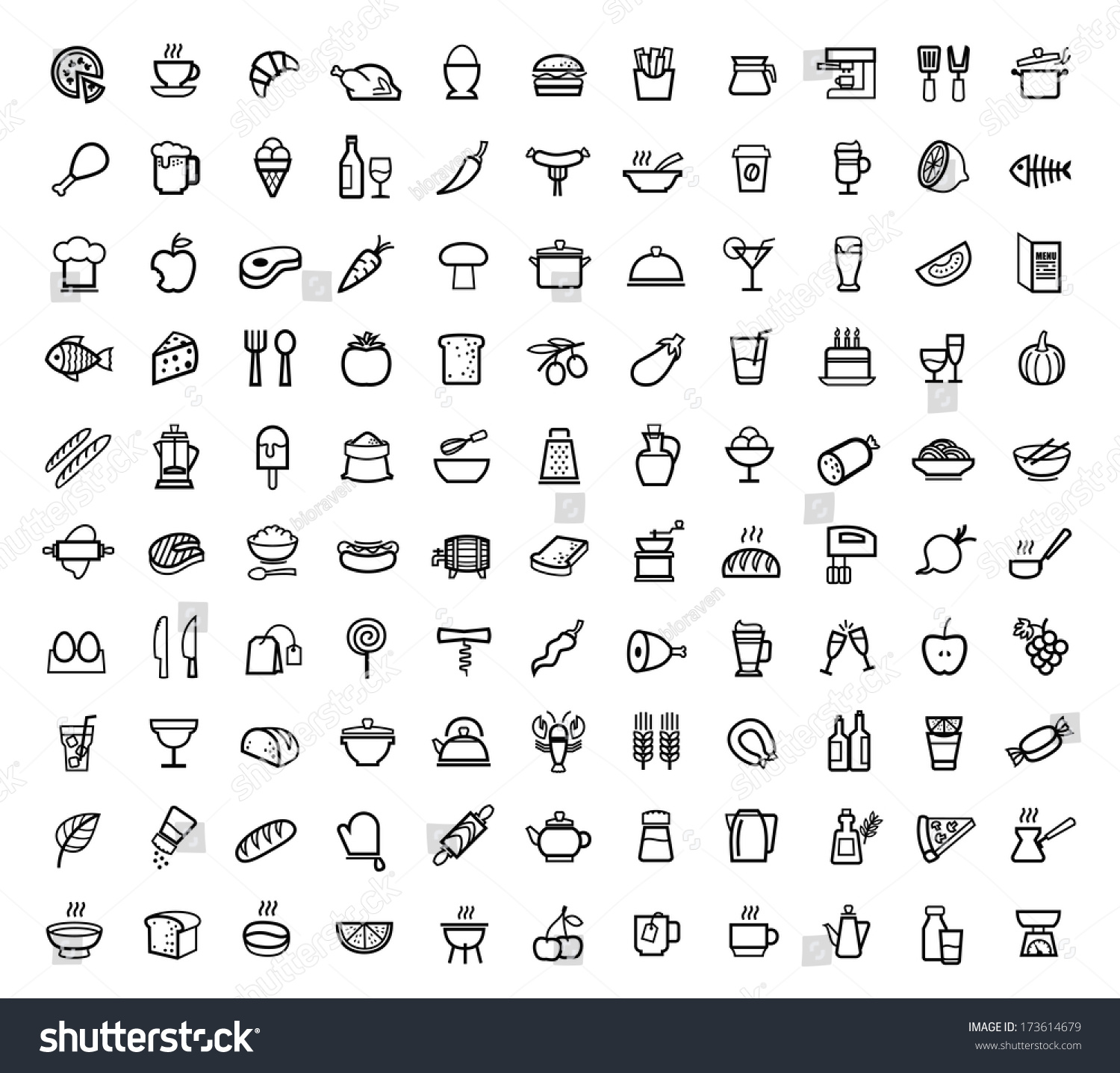 vector food icons set #173614679