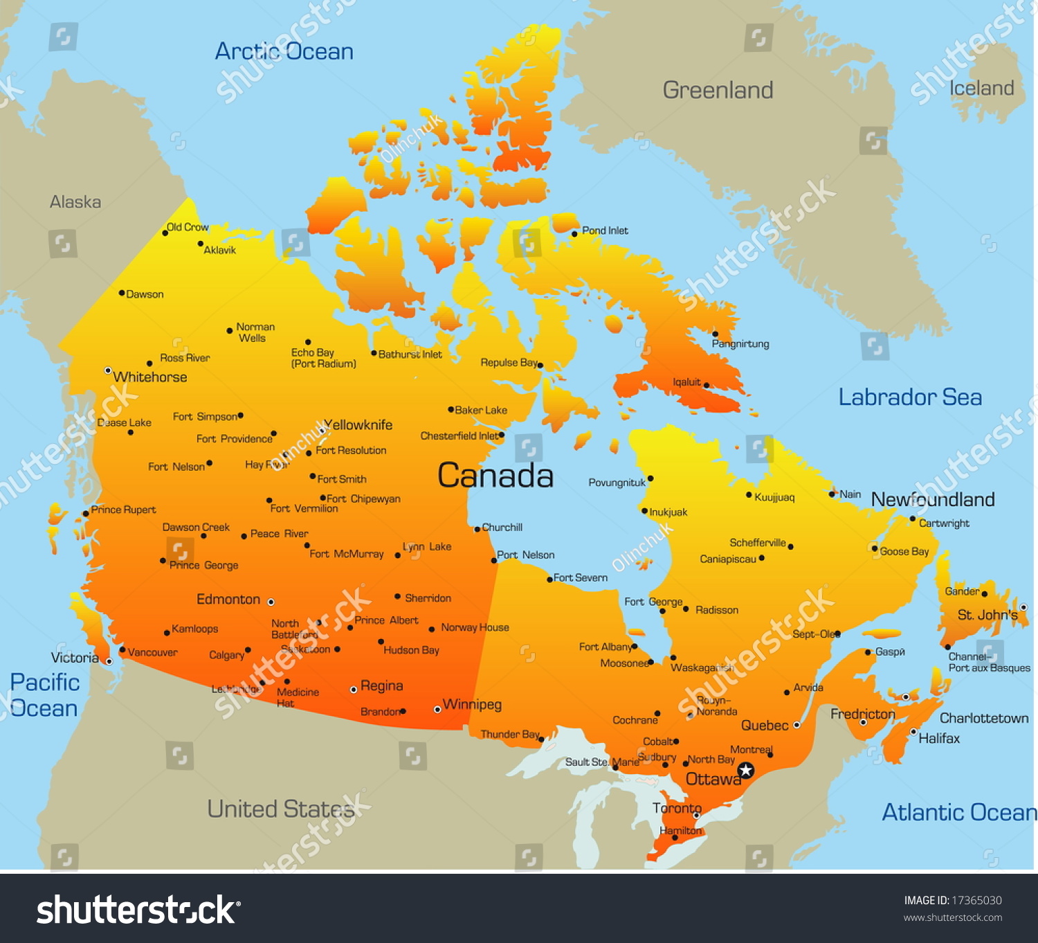 Abstract vector color map of Canada country - Royalty Free Stock Vector ...