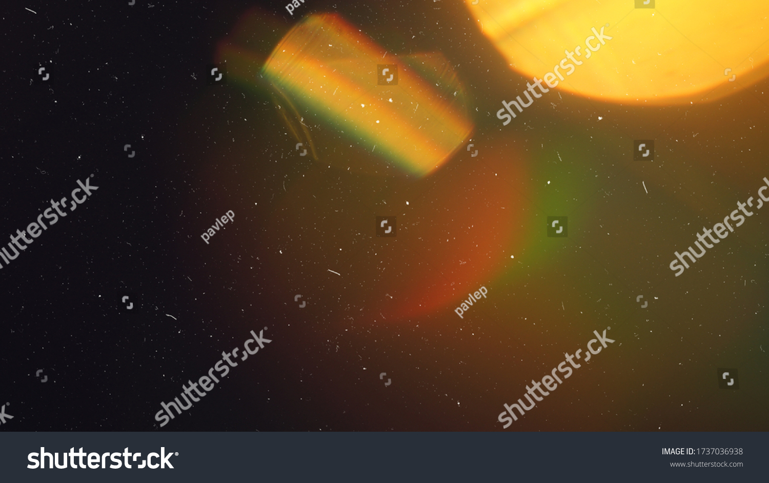 Rainbow Lens Optical Flare Film Dust Overlay Effect Vintage Abstract Bokeh Light Leaks Photo Retro Camera Defocused Blur Reflection Bright Sunlights. Use Screen Overlay Mode for Photo Processing. #1737036938