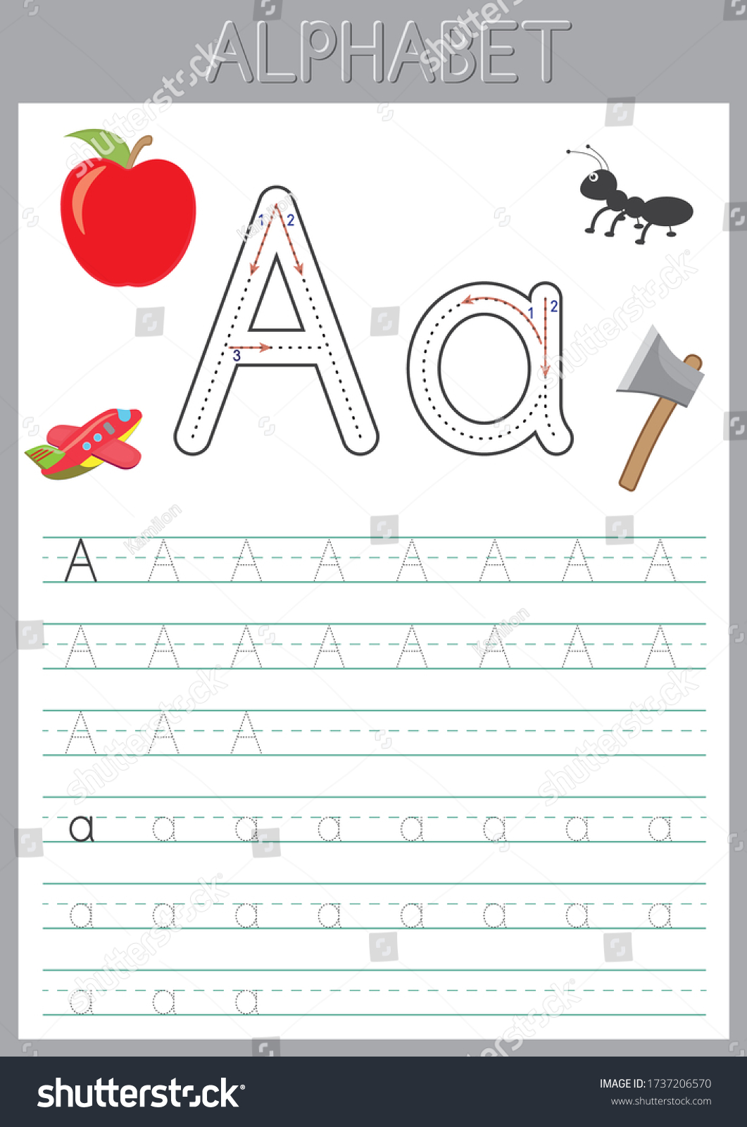 Alphabet letters Tracing Worksheet. ABC - Royalty Free Stock Vector ...