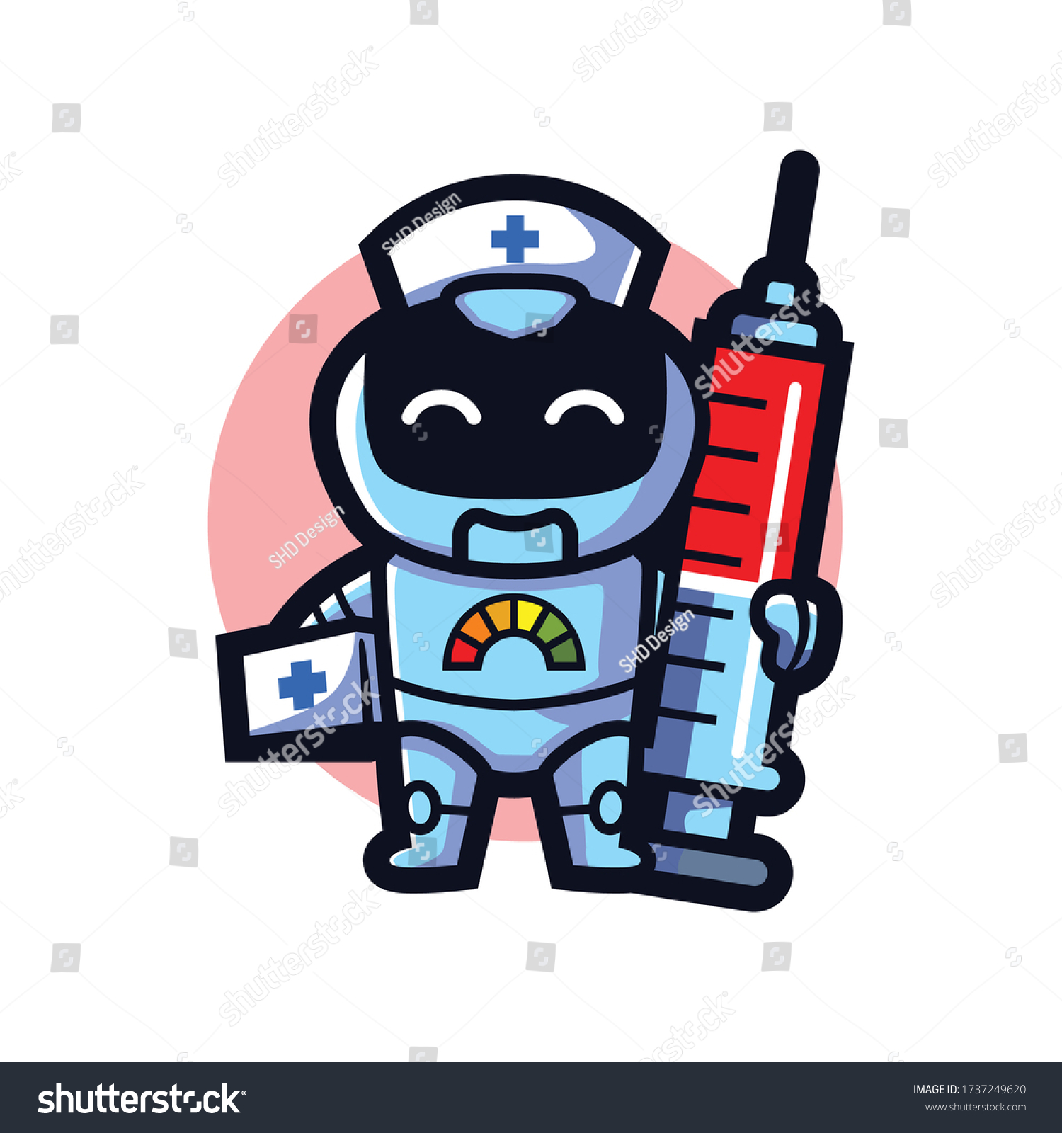 Cartoon Nurse Bot Mascot Logo Design Royalty Free Stock Vector