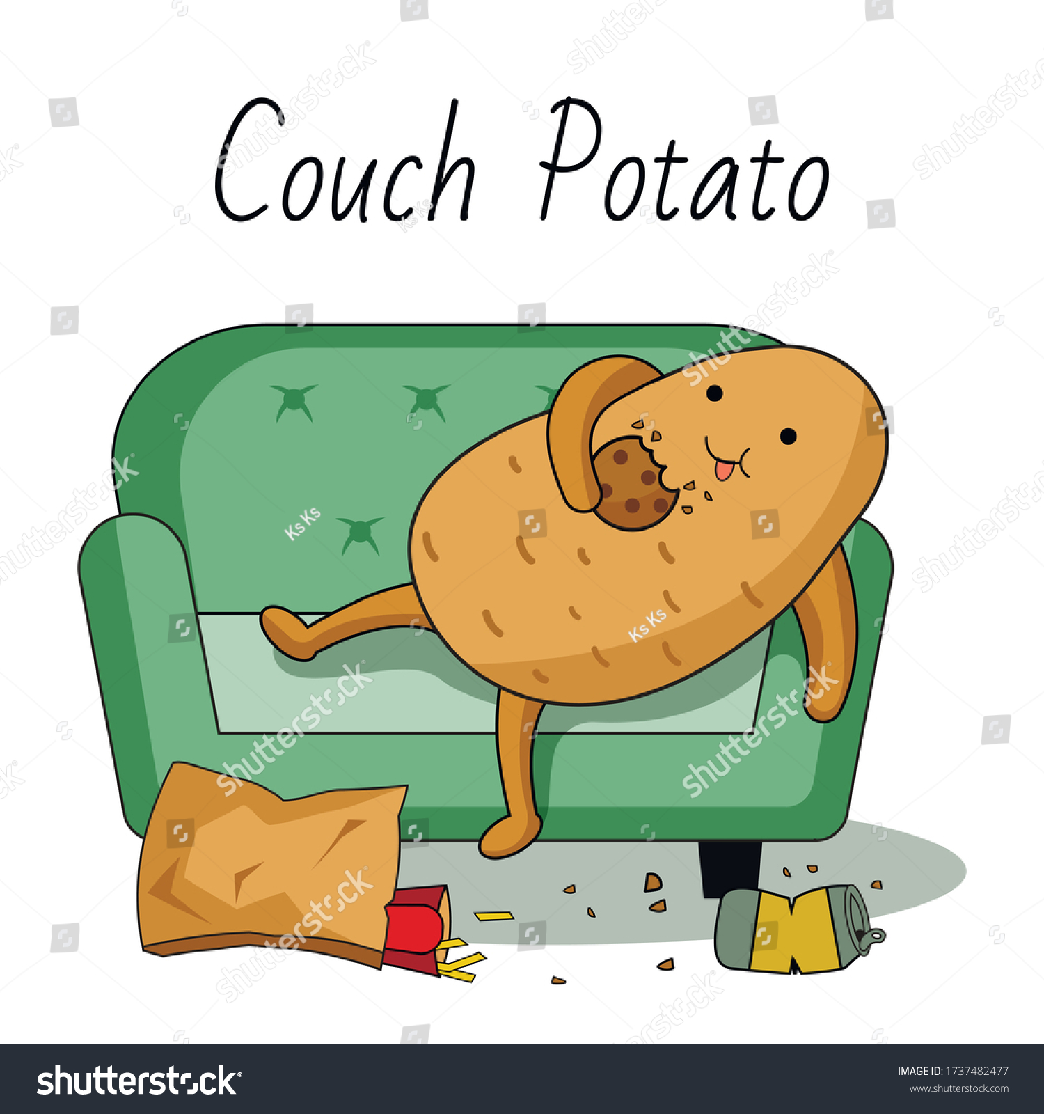 Cartoon vector illustration. A potato lying on - Royalty Free Stock ...