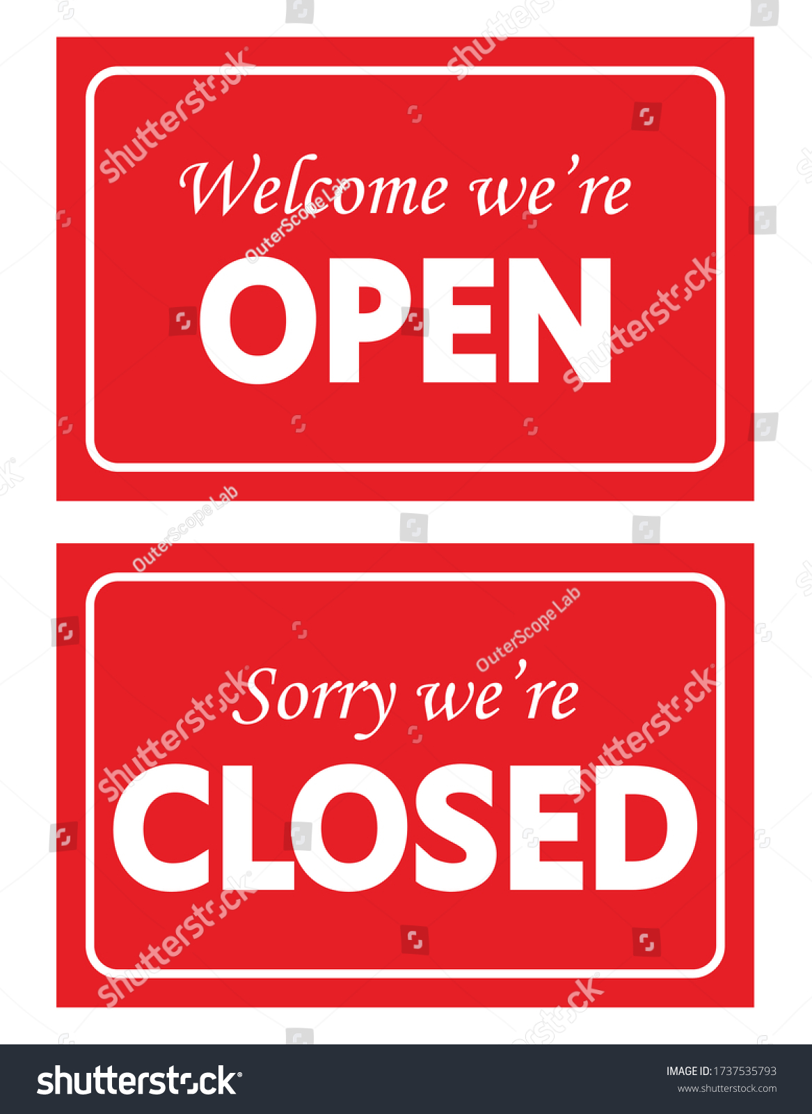 Open closed door sign on red background vector - Royalty Free Stock ...