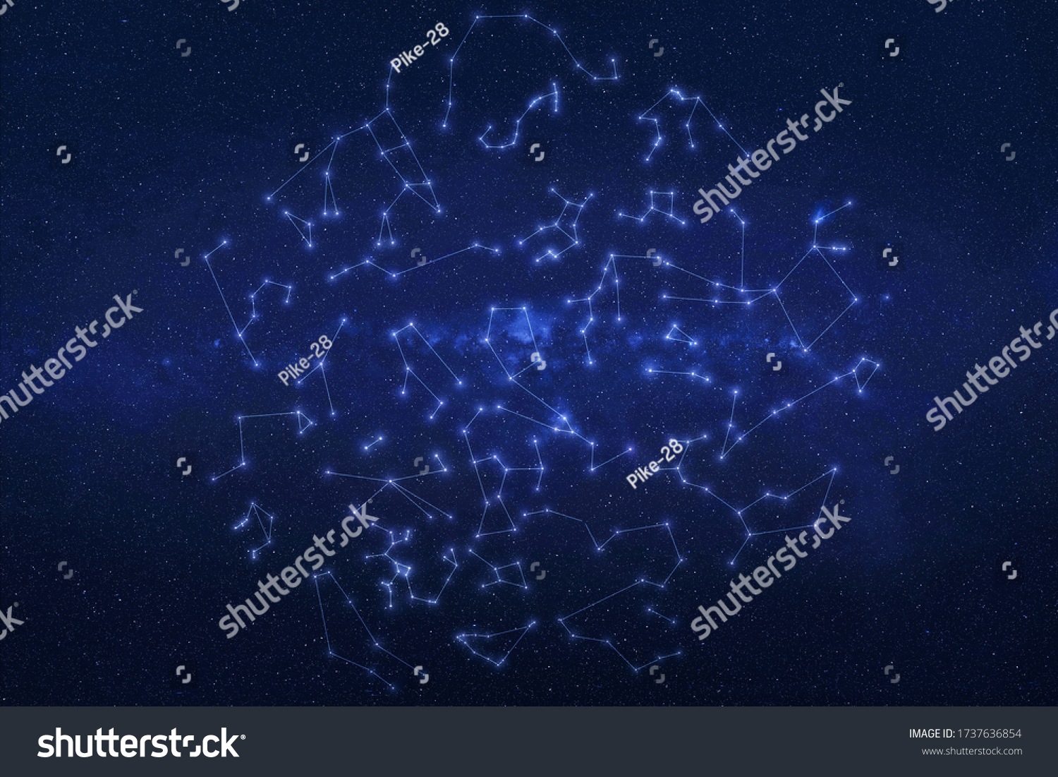 Constellations in outer space. Constellation stars on the night sky with lines. Elements of this image were furnished by NASA #1737636854