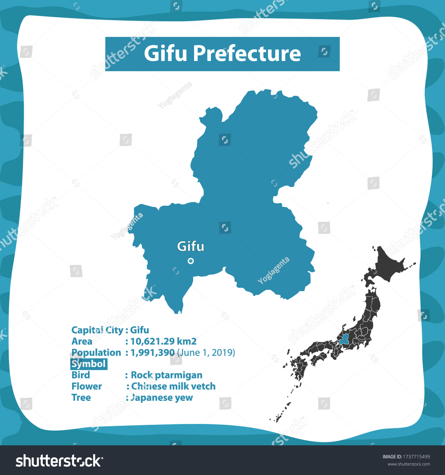 Gifu Prefecture Map Japan Country Background - Royalty Free Stock ...