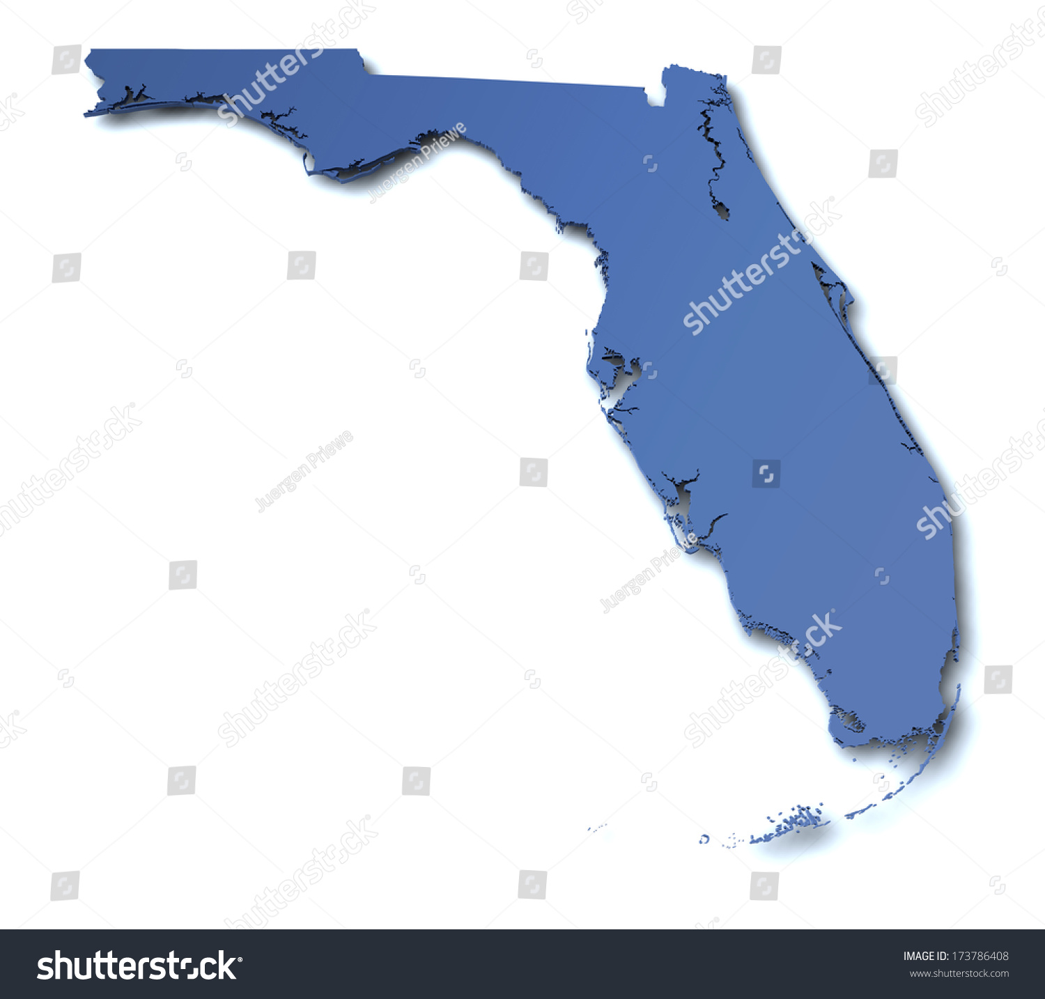 Map of Florida - USA - Royalty Free Stock Photo 173786408 - Avopix.com