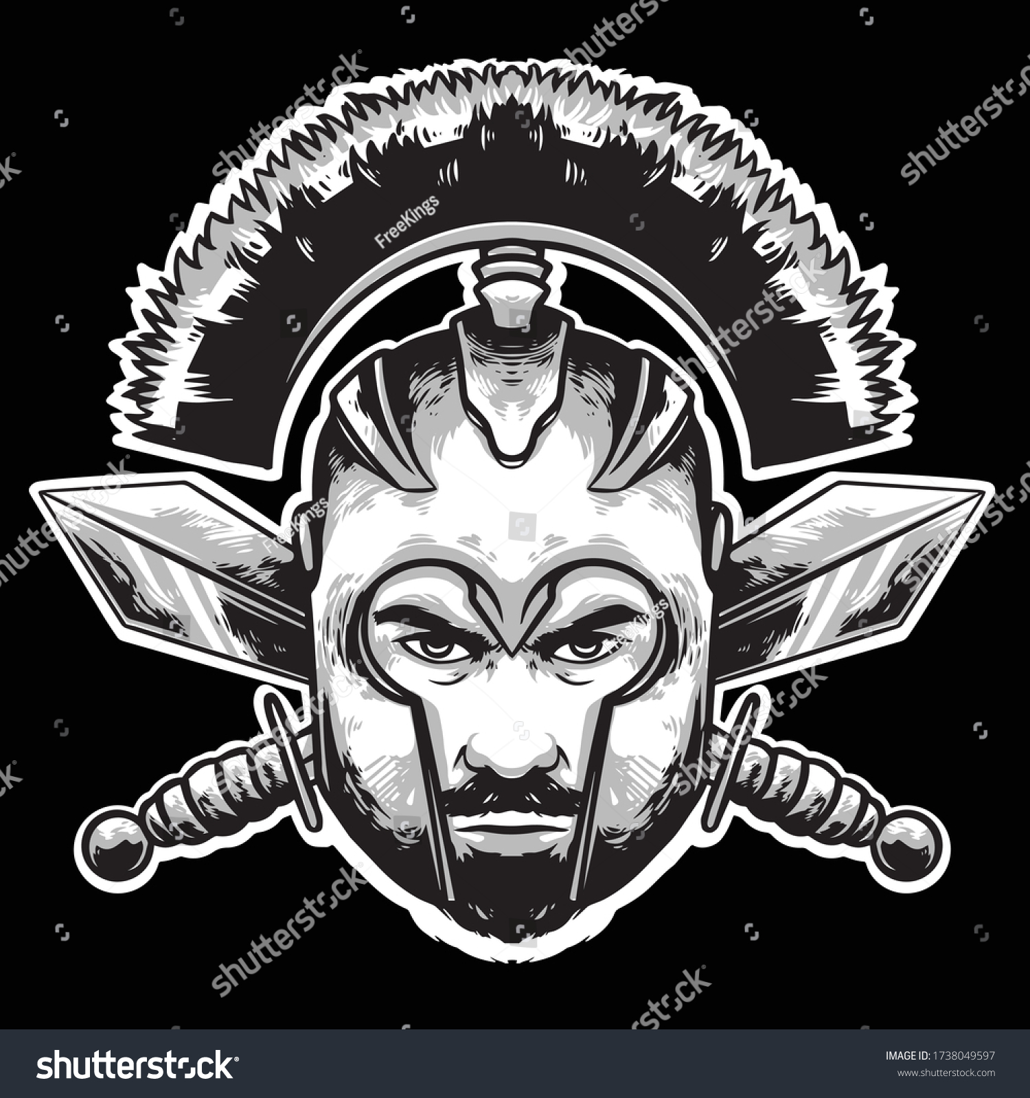 gladiator head with helmet and sword vector - Royalty Free Stock Vector ...