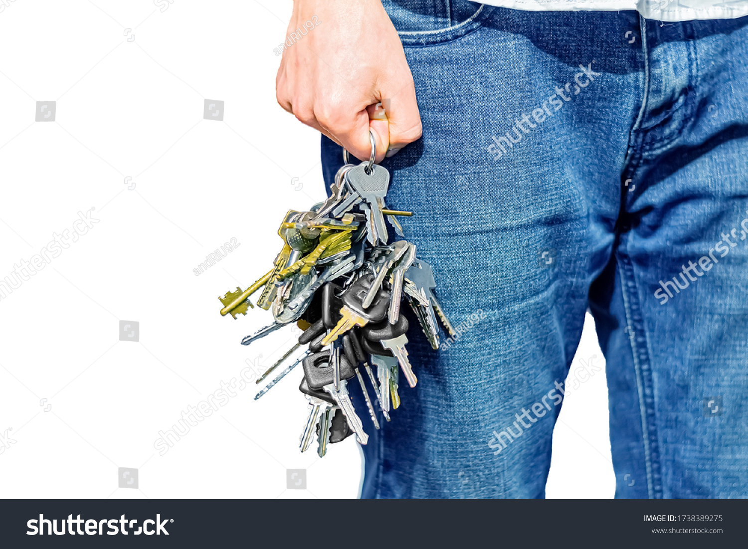 big bunch of keys in my jeans hand #1738389275