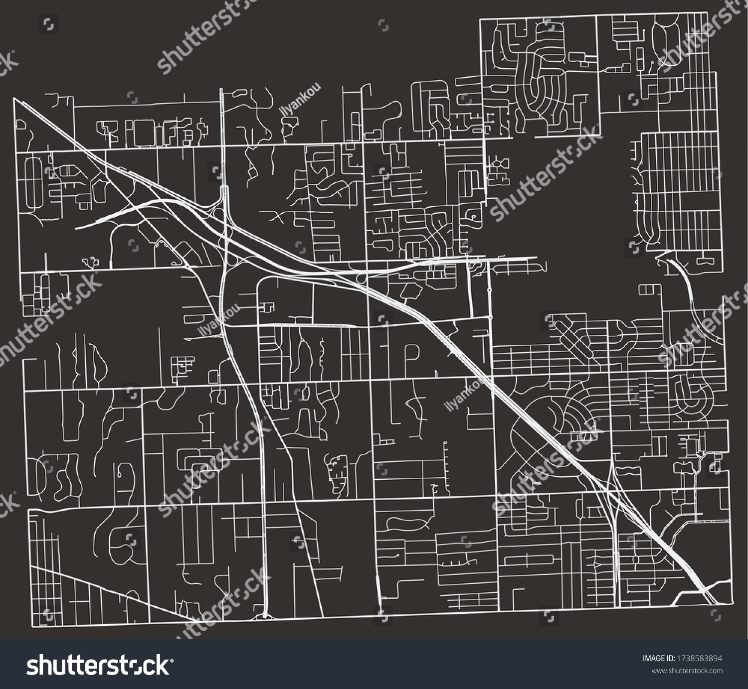 Urban city street map of Southfield, Michigan, - Royalty Free Stock 