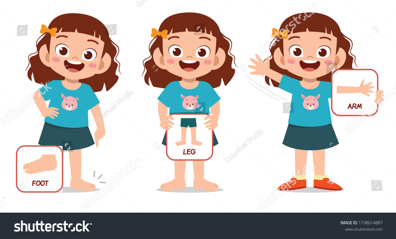 happy cute kid girl body part anatomy - Royalty Free Stock Vector ...