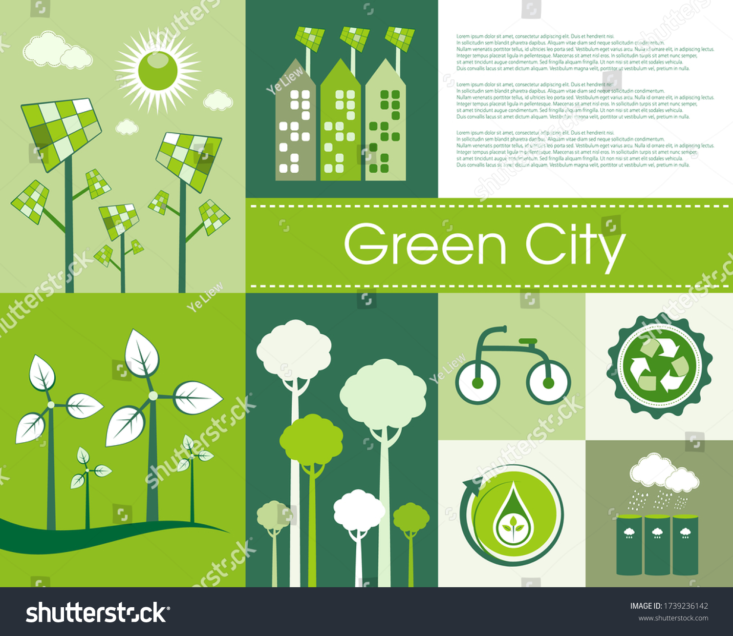 Green Eco city living concept in tiled layout - Royalty Free Stock ...