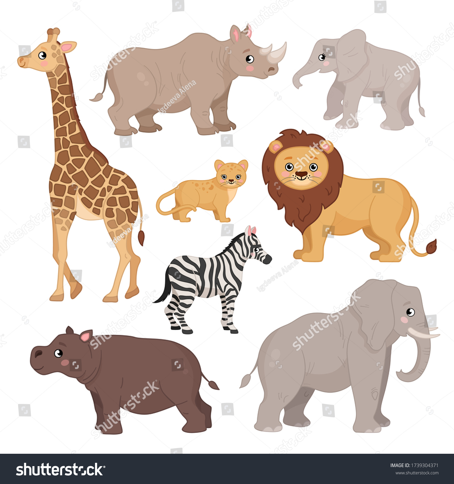 Vector set of cartoon animals of Africa. - Royalty Free Stock Vector ...