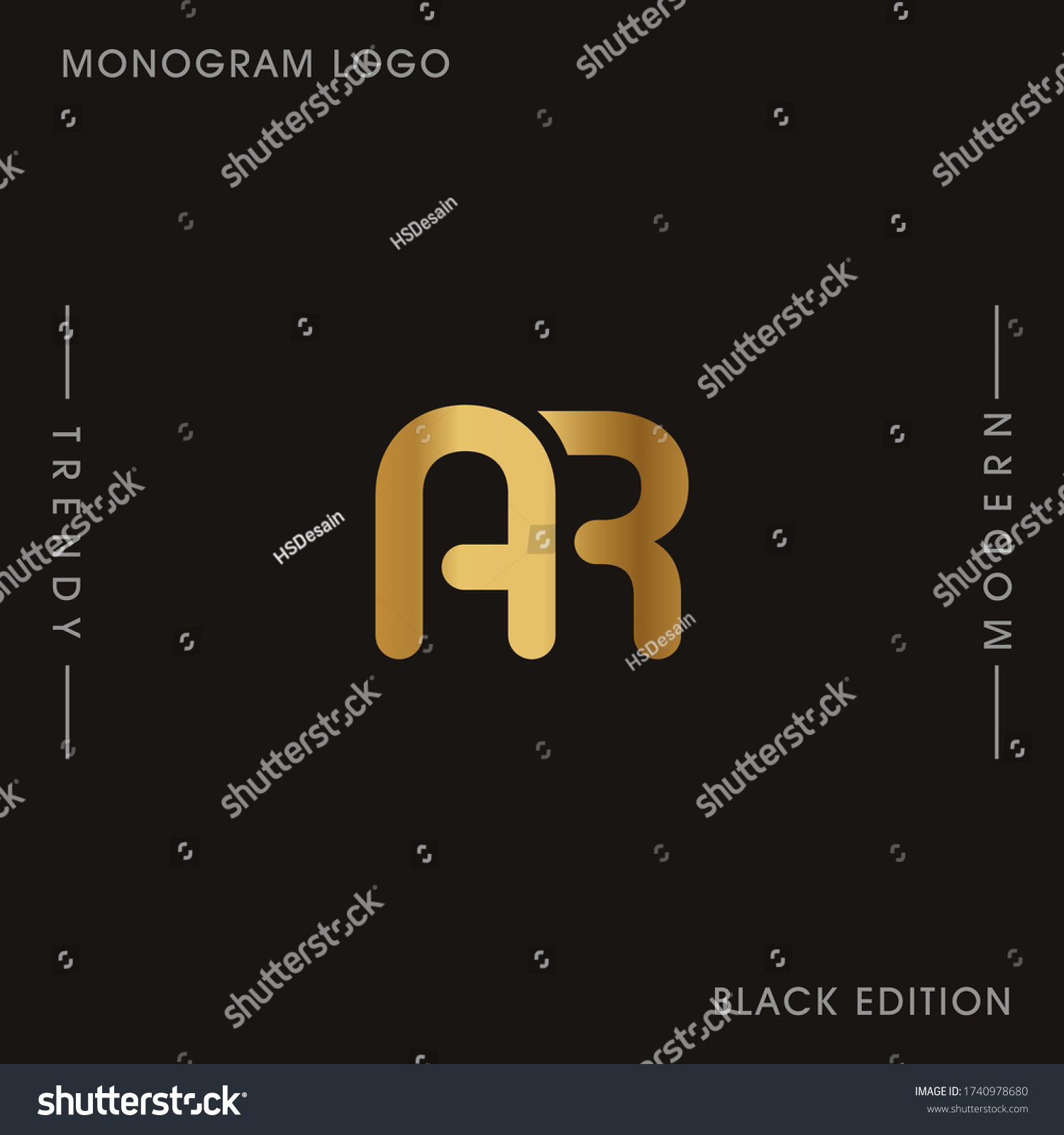 Initial Gold letters AR linked monogram logo - Royalty Free Stock ...