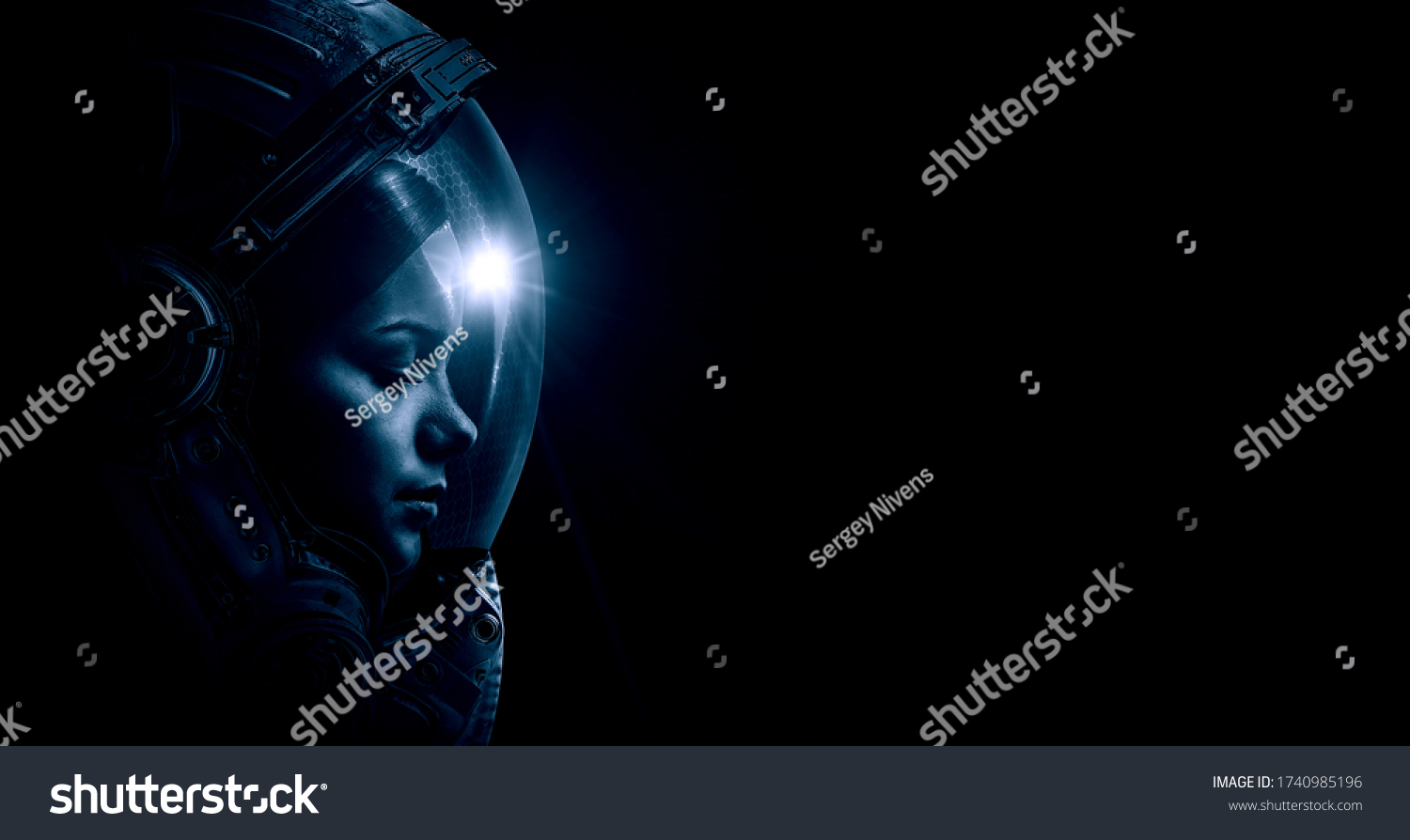 Astronaut at spacewalk . Mixed media #1740985196