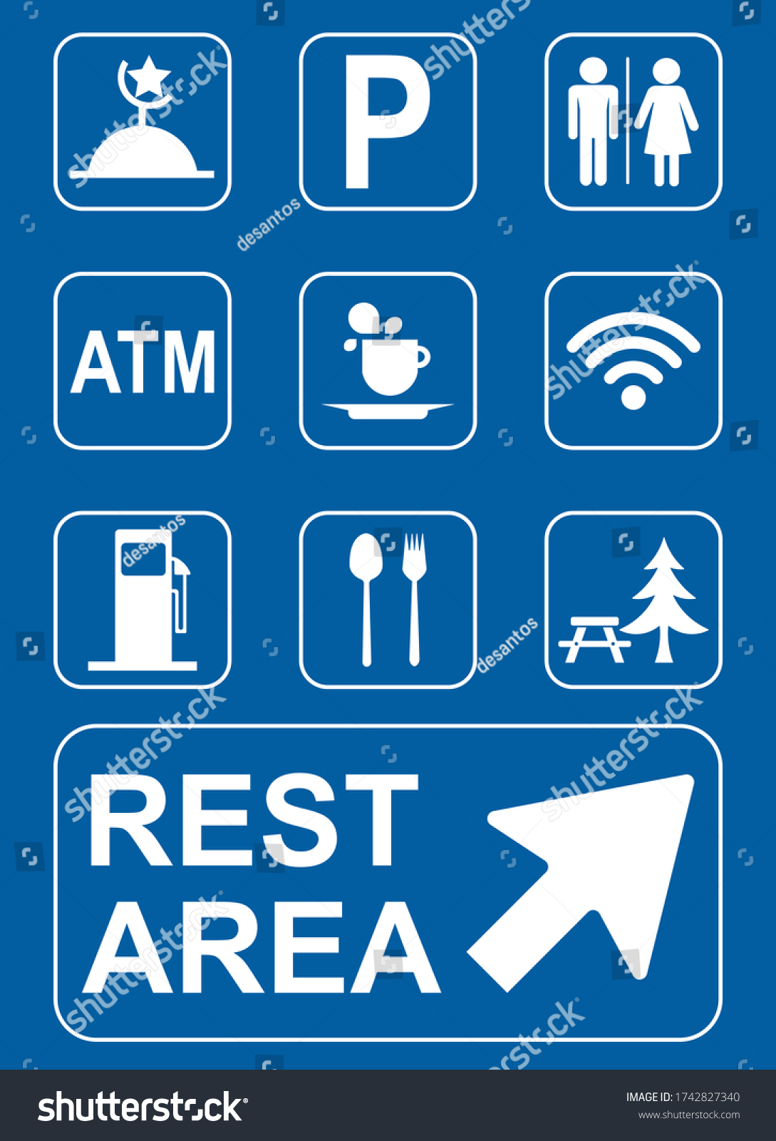 set-of-rest-area-sign-vector-illustration-royalty-free-stock-vector