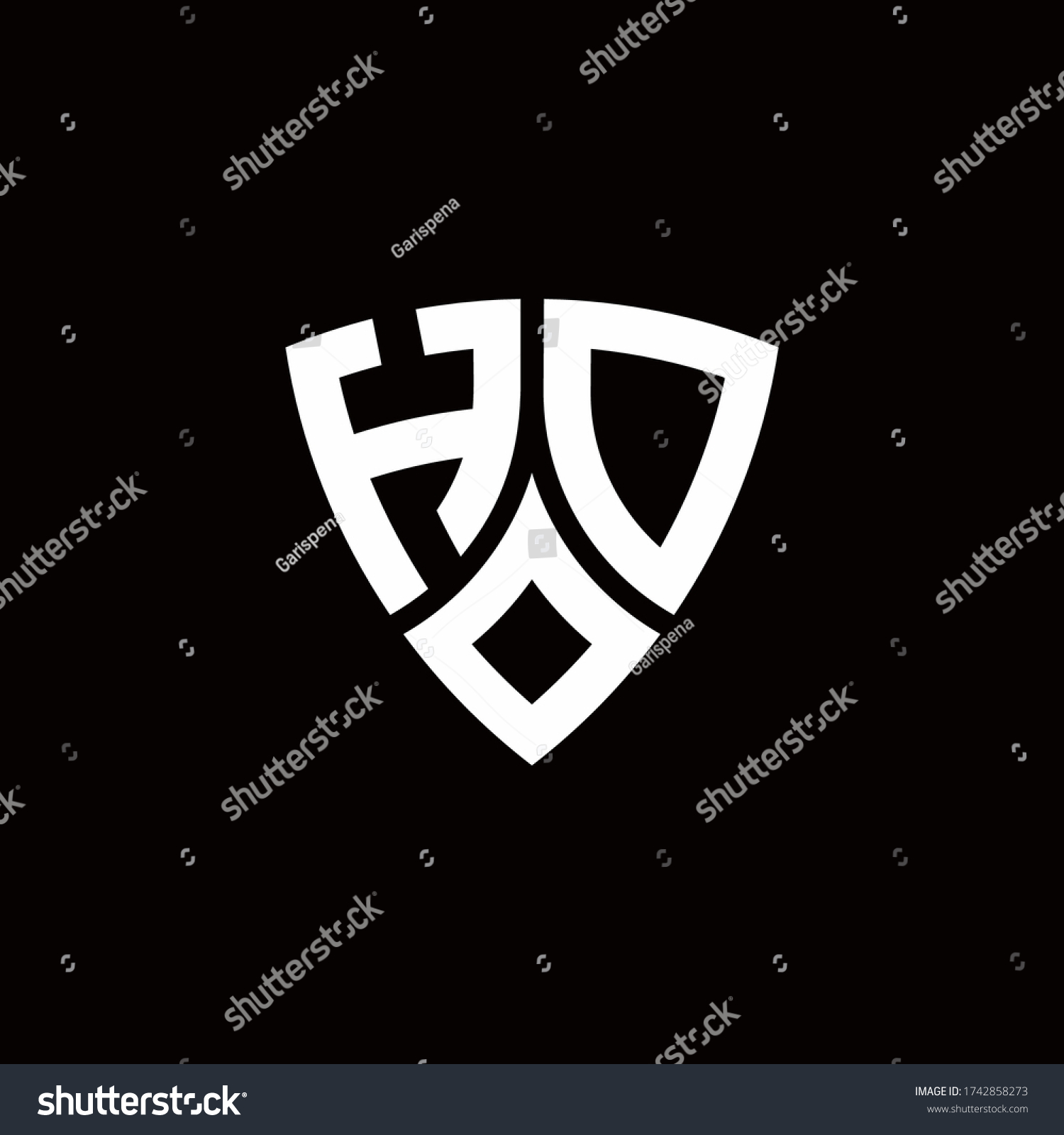 HD monogram logo with modern shield style design - Royalty Free Stock ...