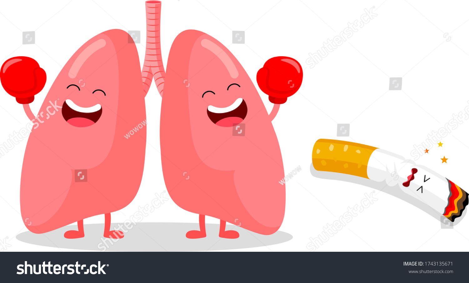 Cute cartoon lung punch cigarette. Quitting - Royalty Free Stock Vector ...