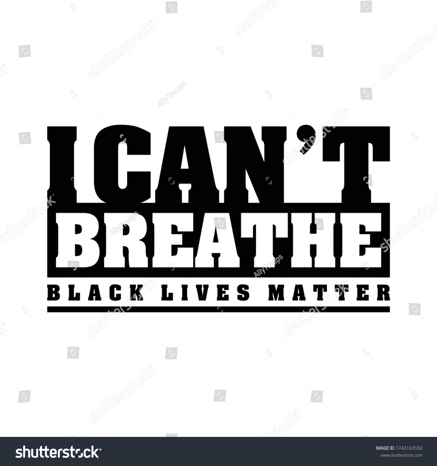 I Can't Breathe, Black Lives Matter. Protest Banner about Human Right of Black People in US. America. Vector Illustration.  #1743163550