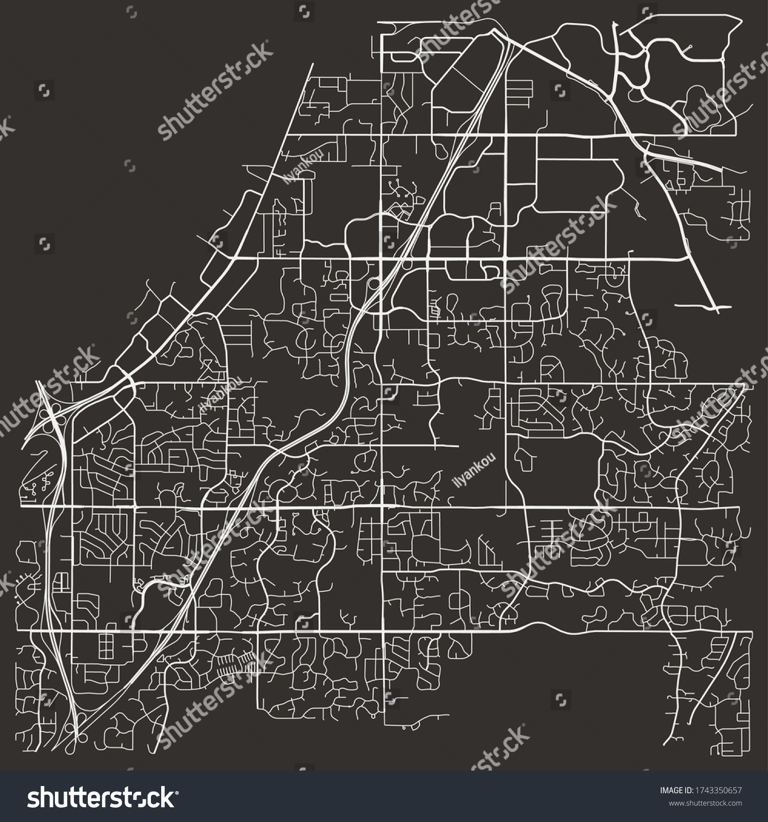 Urban vector street map of Eagan, Minnesota, US, - Royalty Free Stock ...