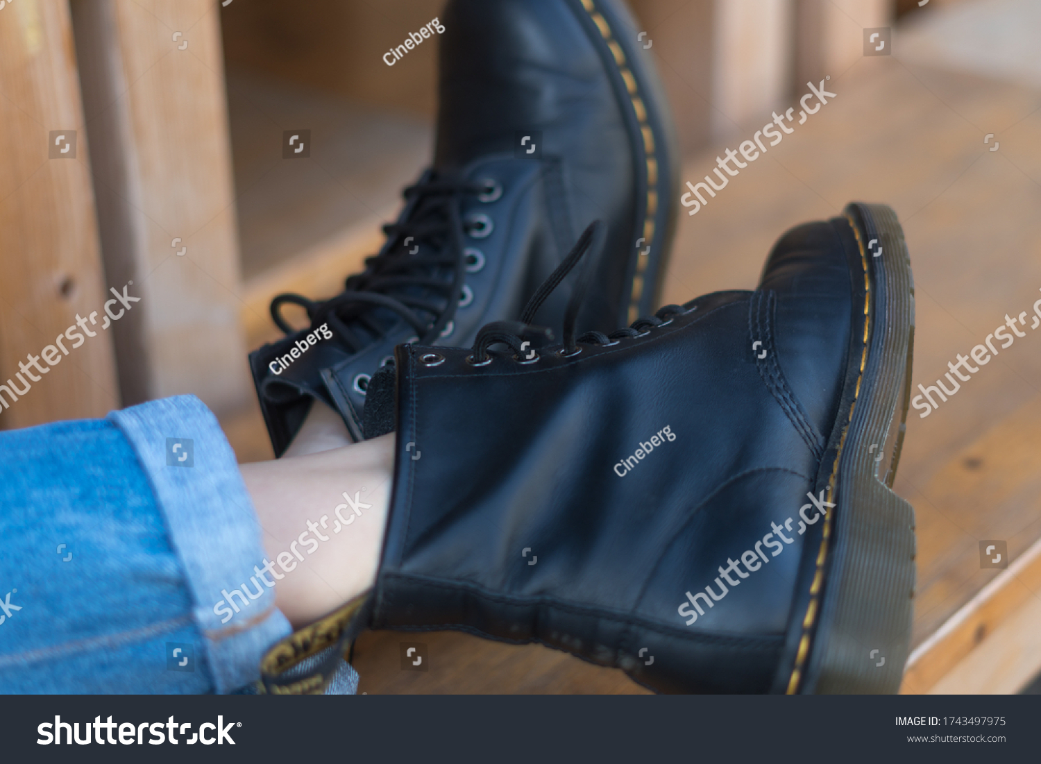 Black lace up combat boots #1743497975