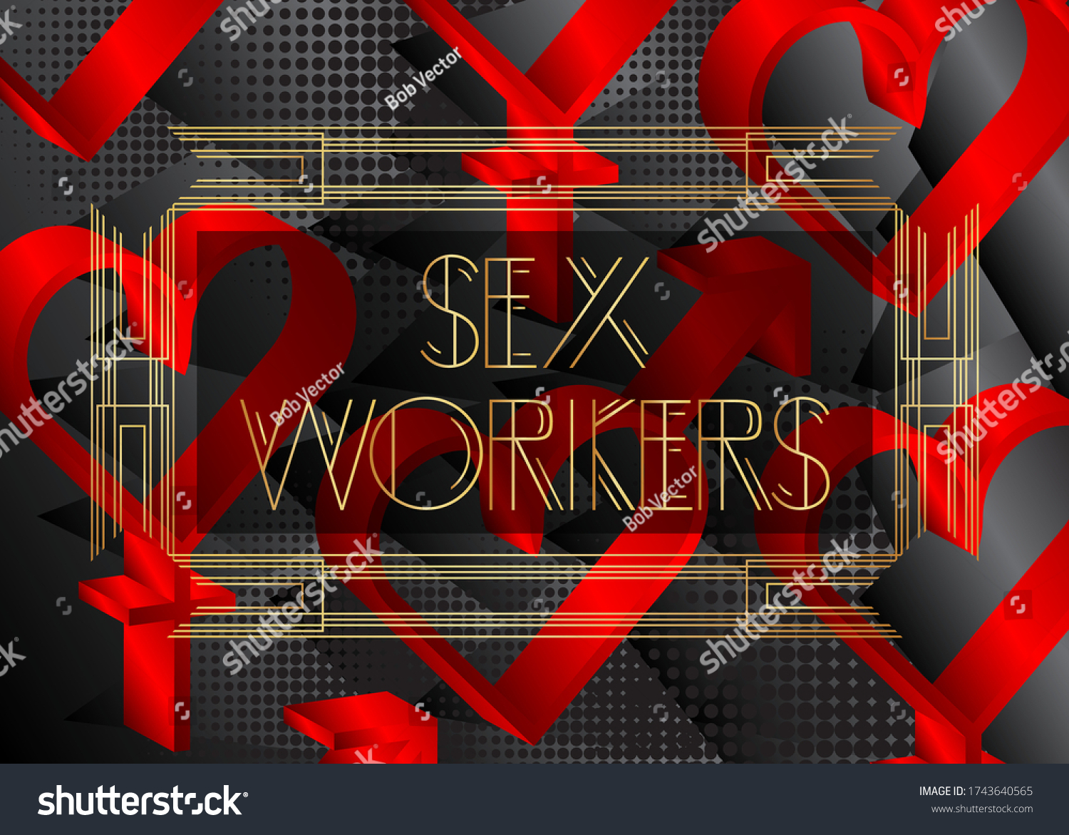 Art Deco Sex Workers Text Decorative Greeting Royalty Free Stock Vector 1743640565 0488