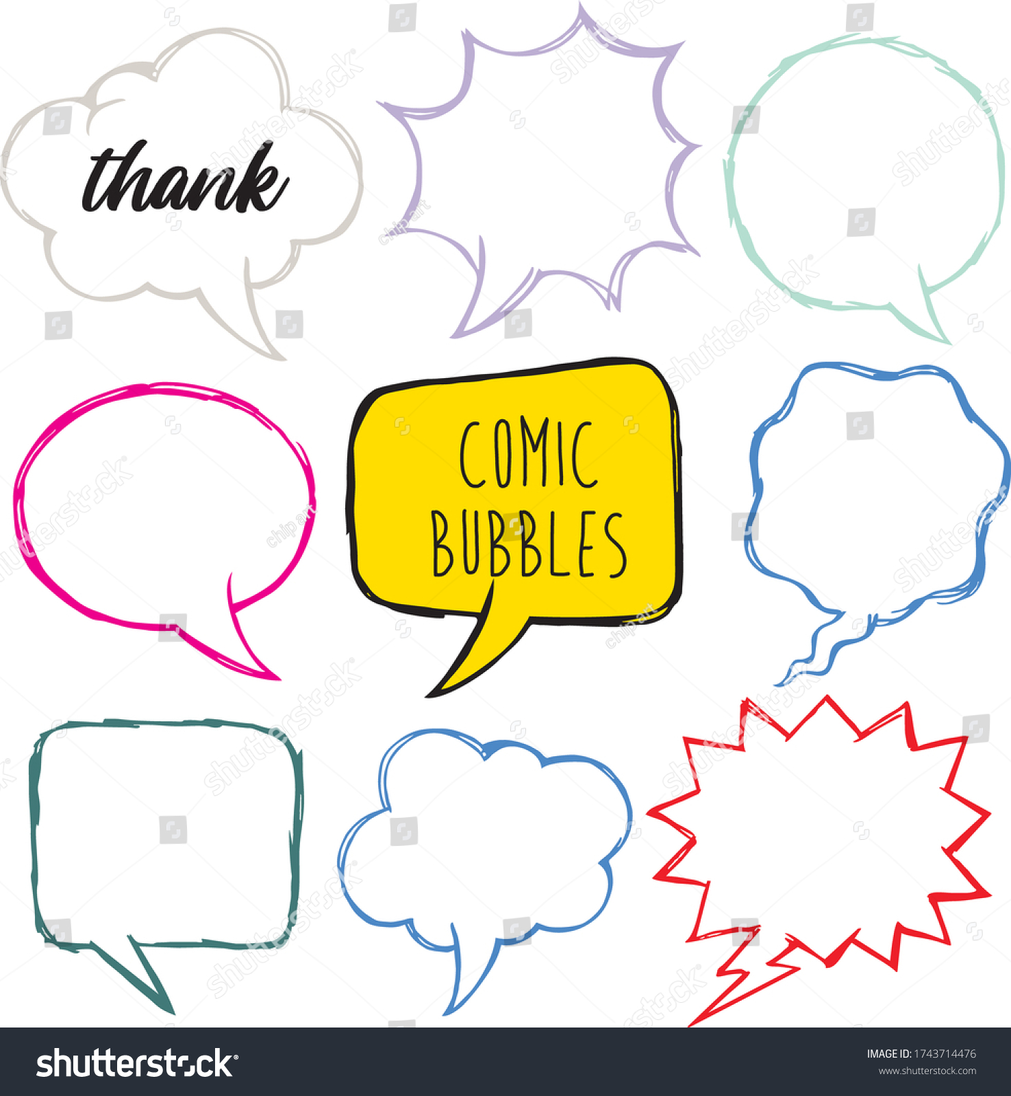 Vector Retro Comic Book Speech Bubbles Royalty Free Stock Vector 1743714476 7805