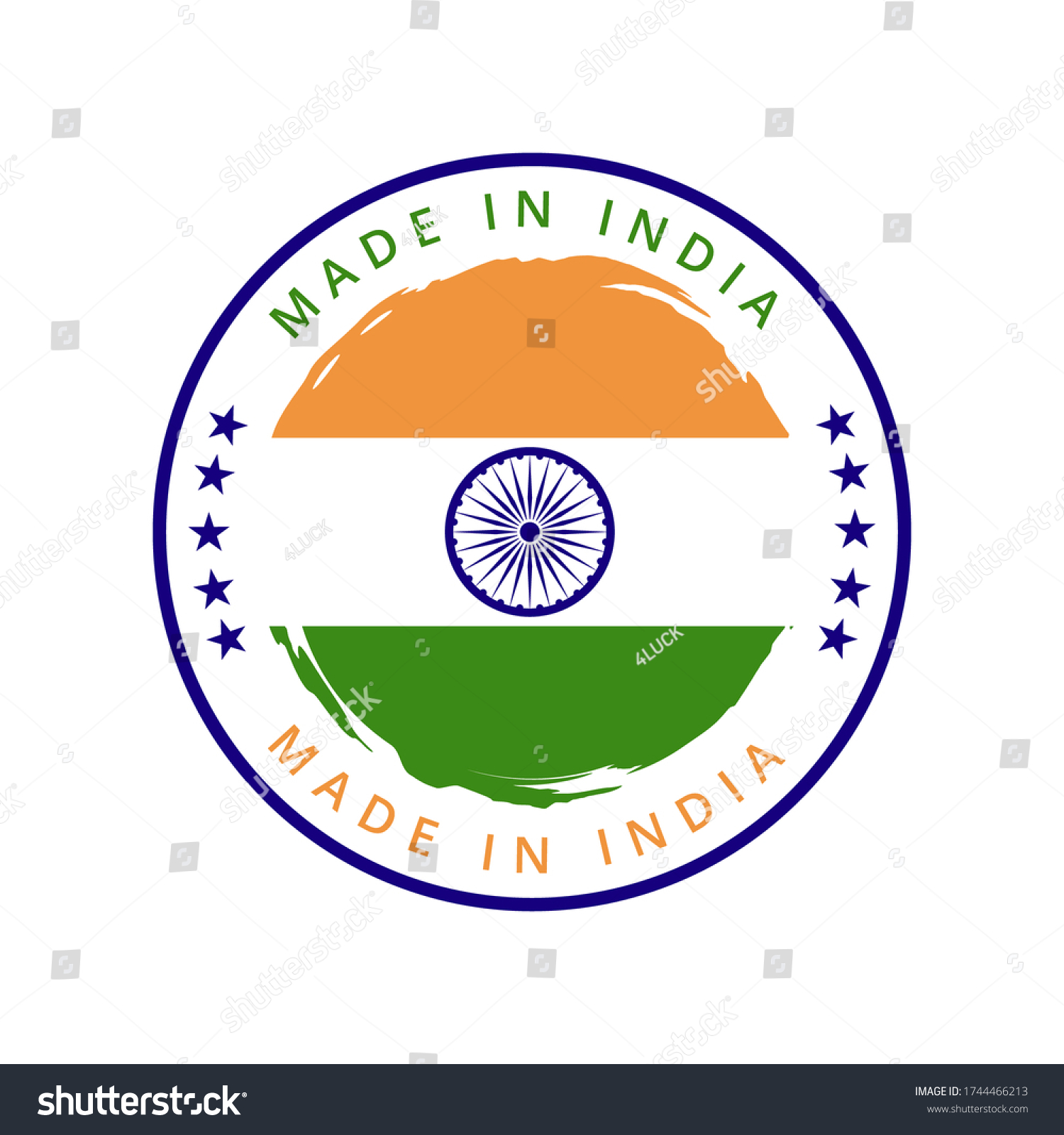 Made in india vector round label - Royalty Free Stock Vector 1744466213 ...