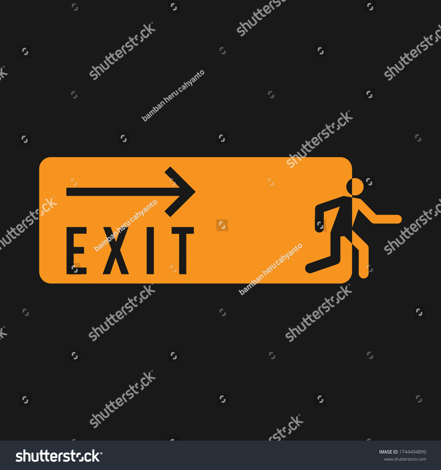 Emergency Exit Door Vector Direction Arrow Sign Royalty Free Stock Vector 1744494899 7164