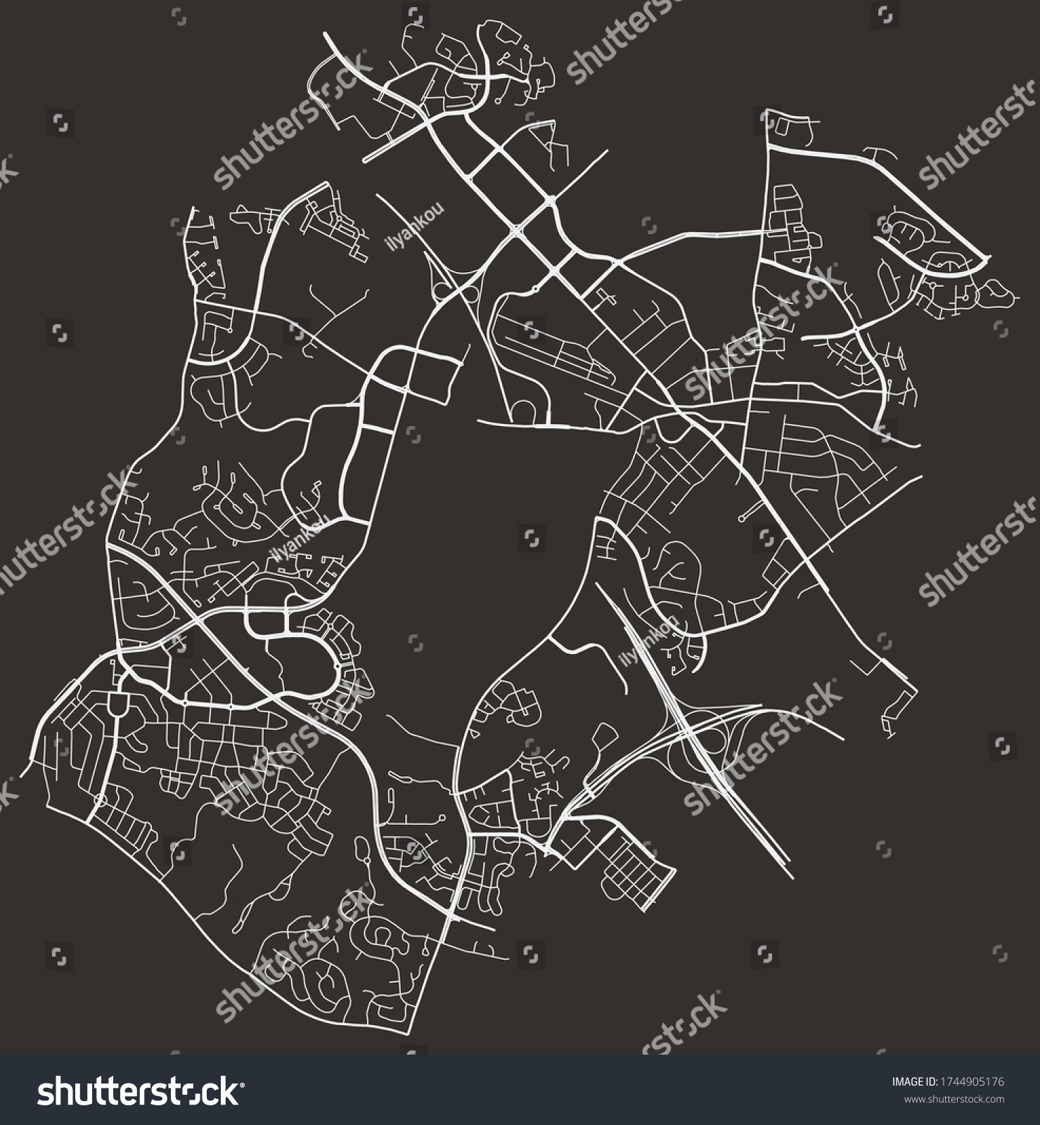 Street network map of Gaithersburg, Maryland, - Royalty Free Stock ...