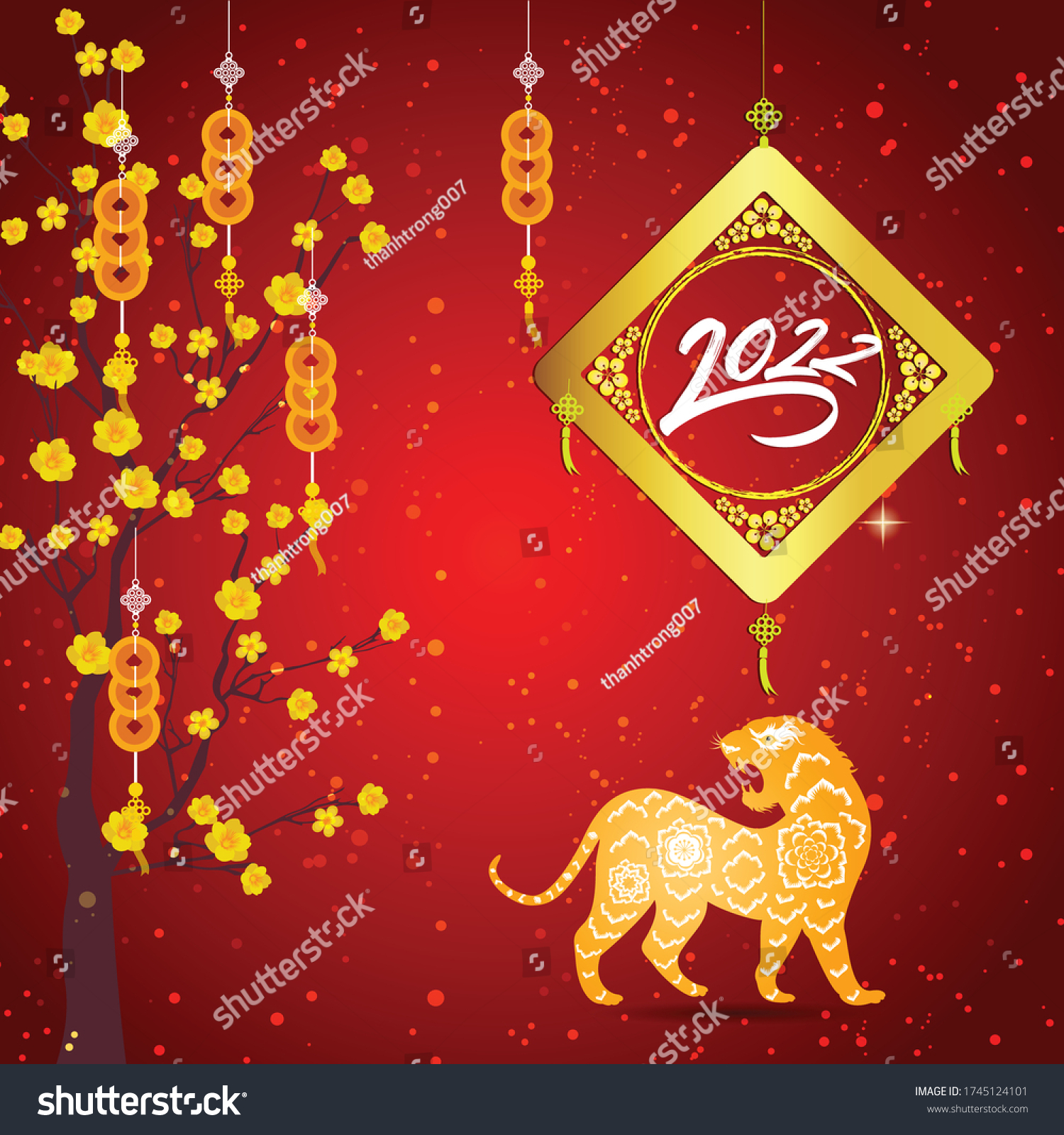 Chinese New Year 2022 Year Of The Tiger Lunar Royalty Free Stock Vector 1745124101 0738