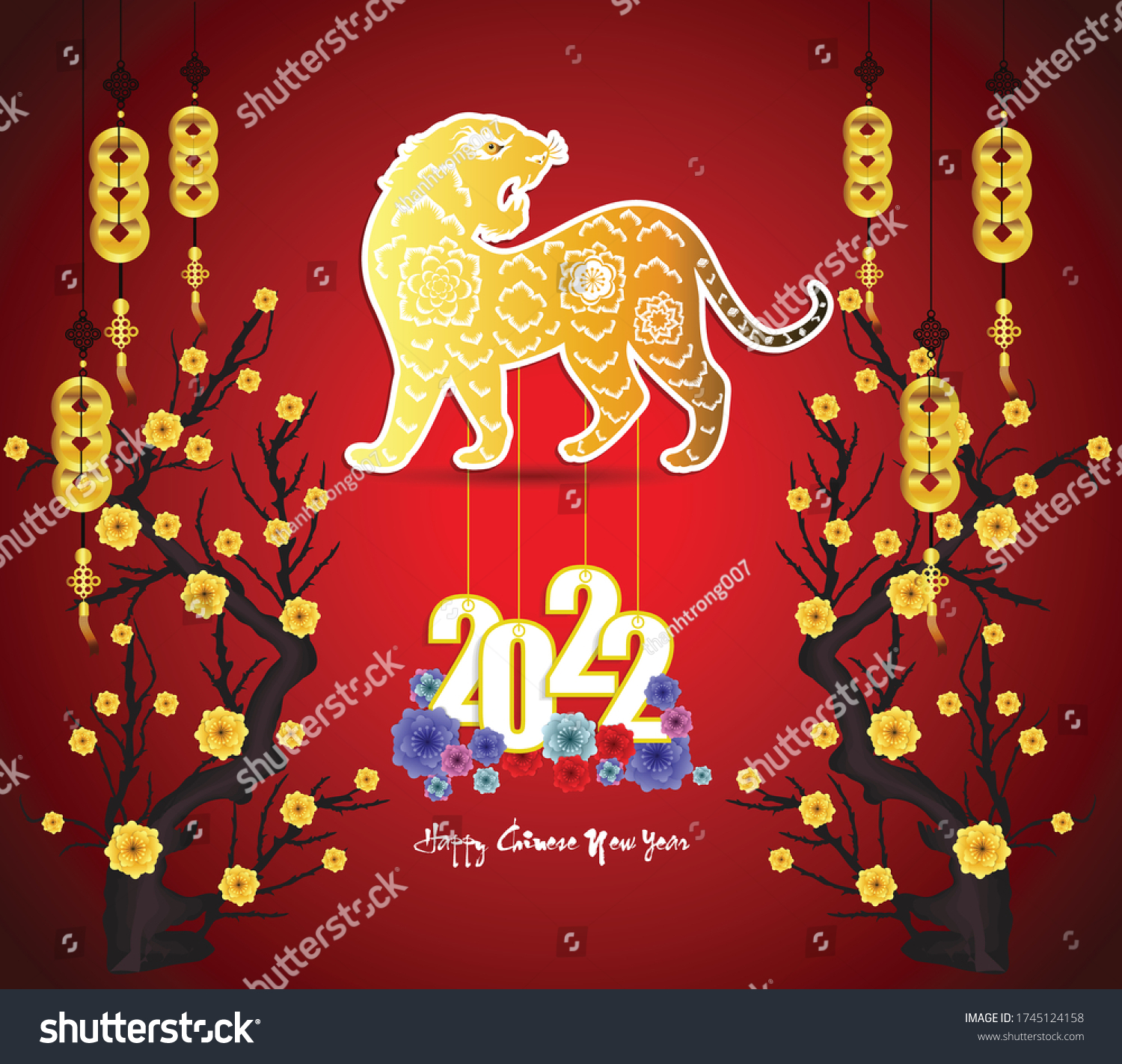 Chinese New Year 2022 Year Of The Tiger Lunar Royalty Free Stock Vector 1745124158 6520