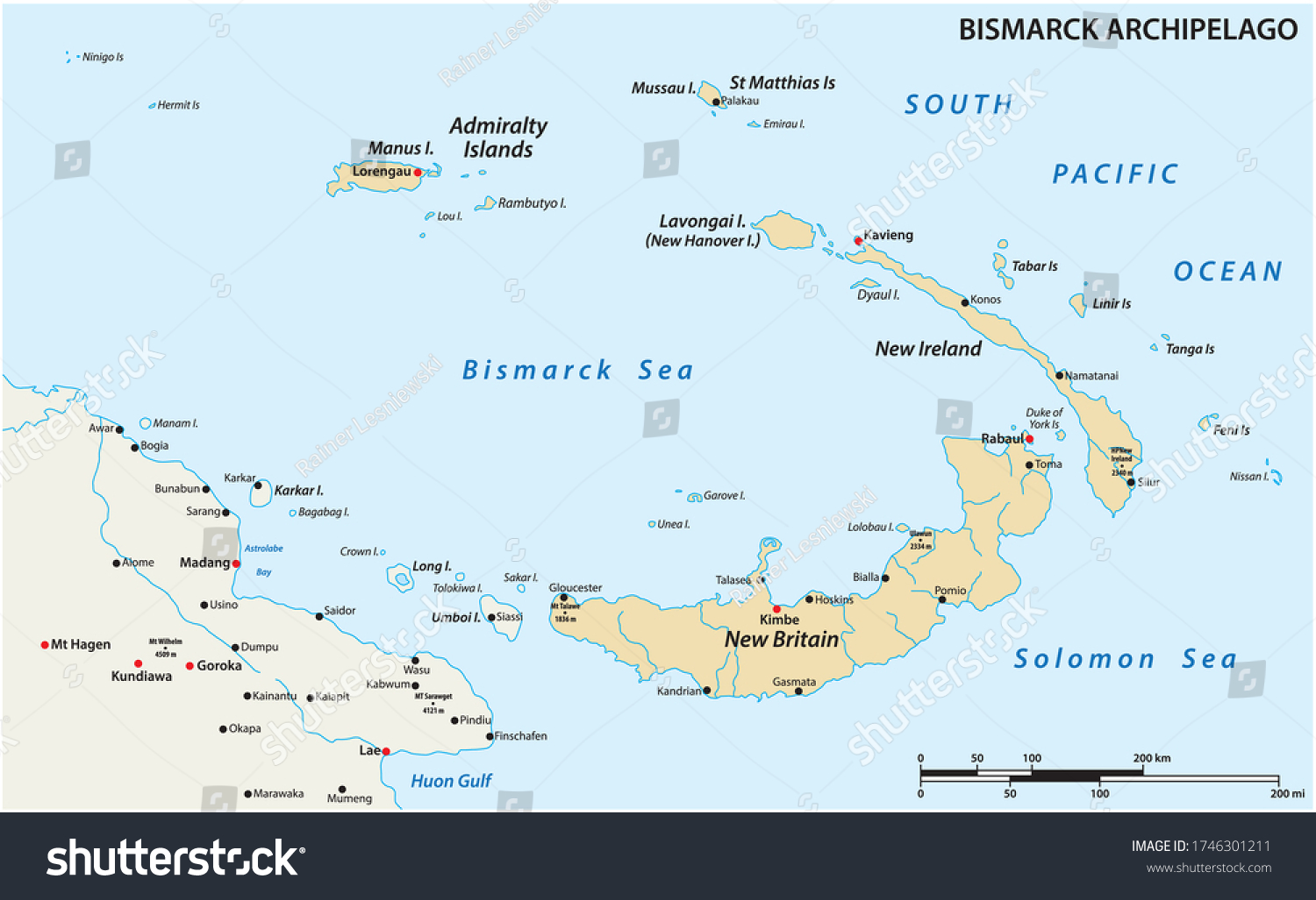 Vector map of the Bismarck Archipelago, Papua - Royalty Free Stock ...