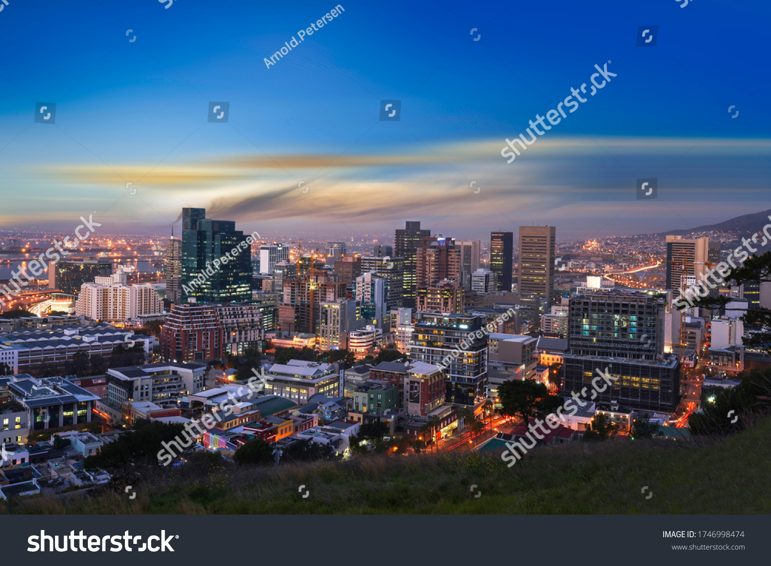 Cape Town city CBD skylines at night just after sunset #1746998474