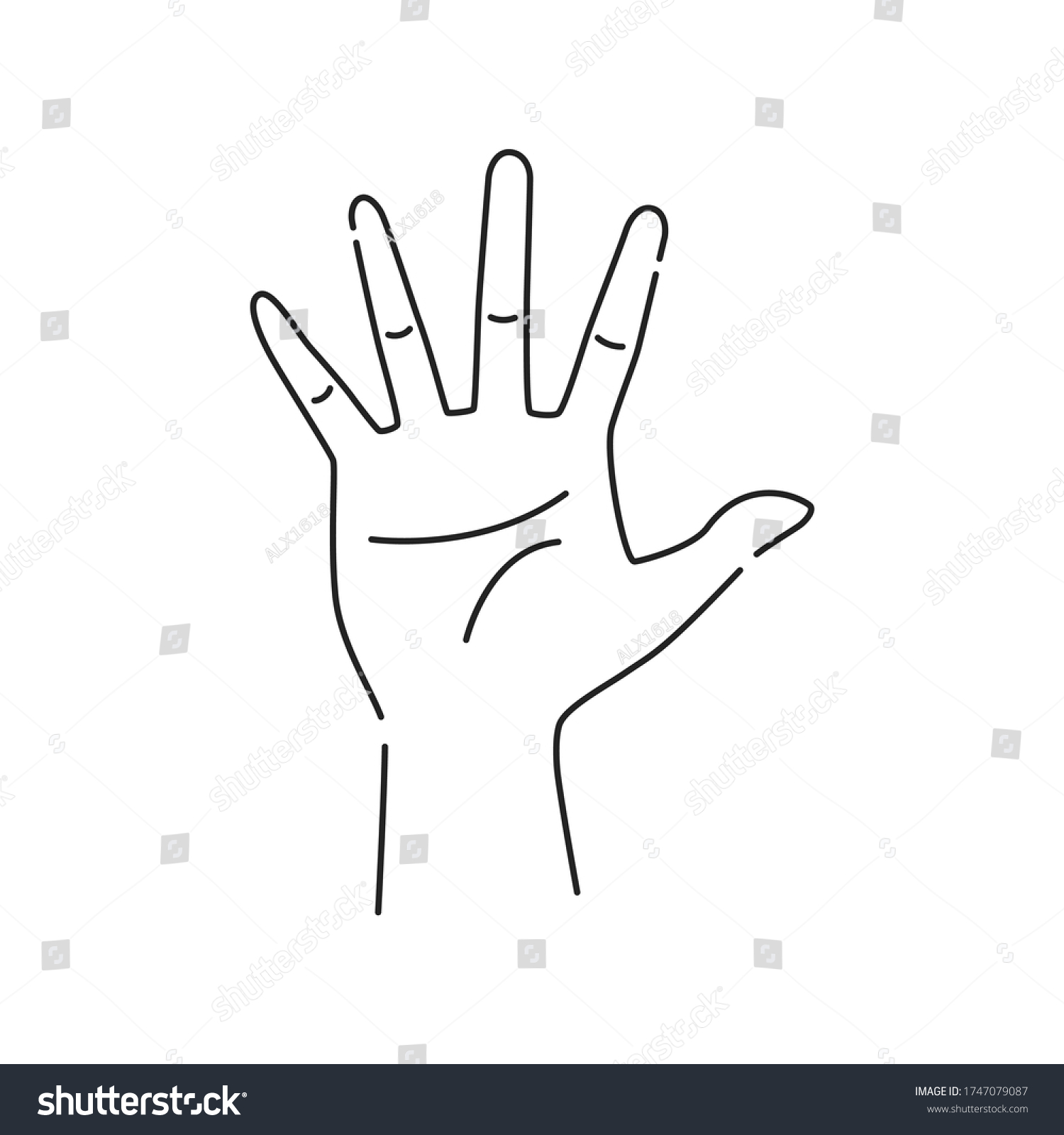 Five fingers gesture line black icon. Make - Royalty Free Stock Vector ...