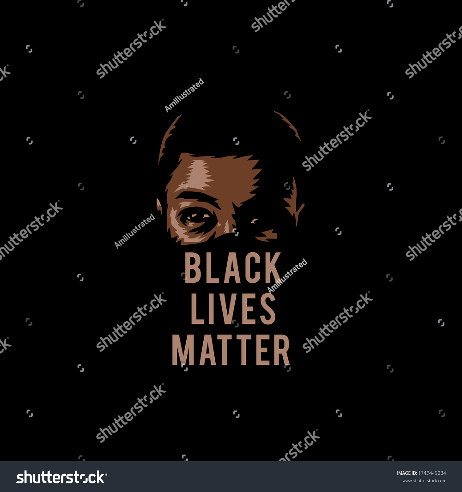 Vector illustration of black lives matter, isolated on black background #1747449284