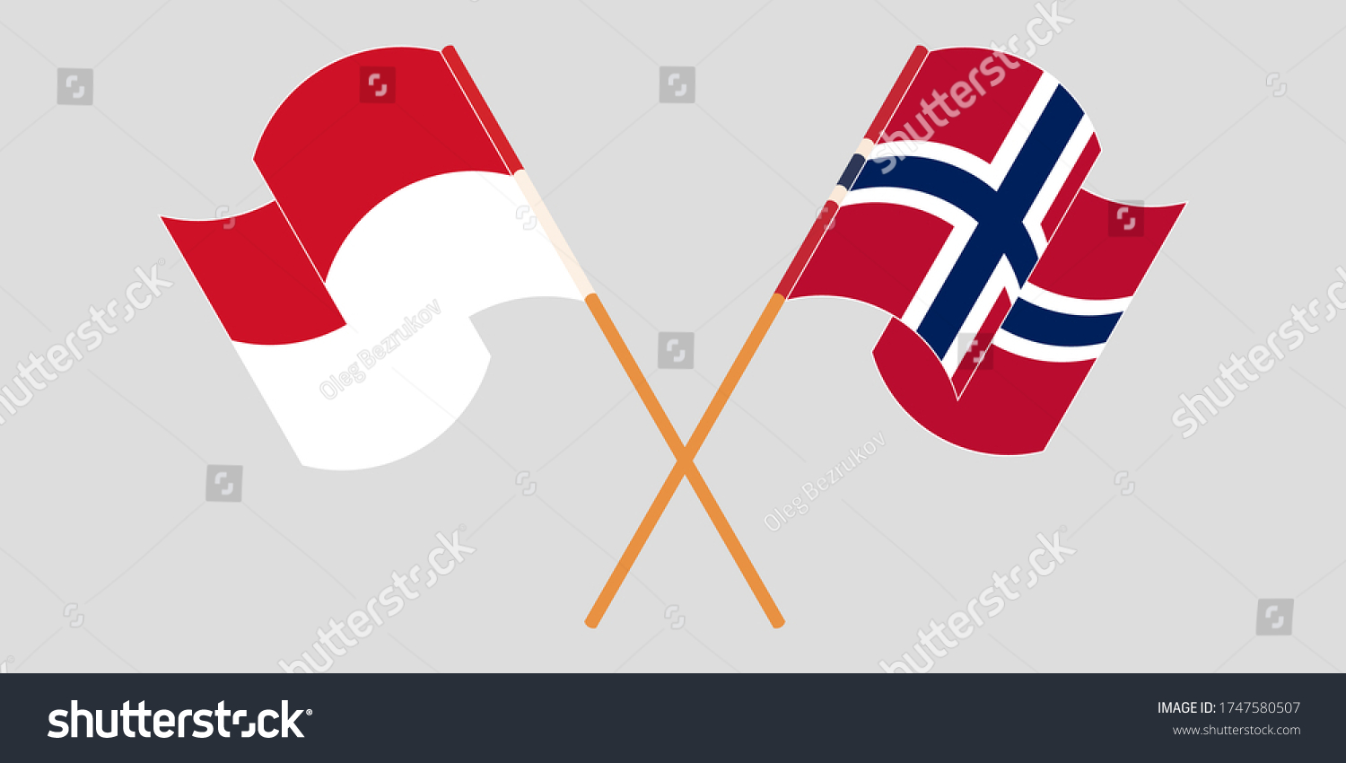 Crossed and waving flags of Indonesia and Norway - Royalty Free Stock ...