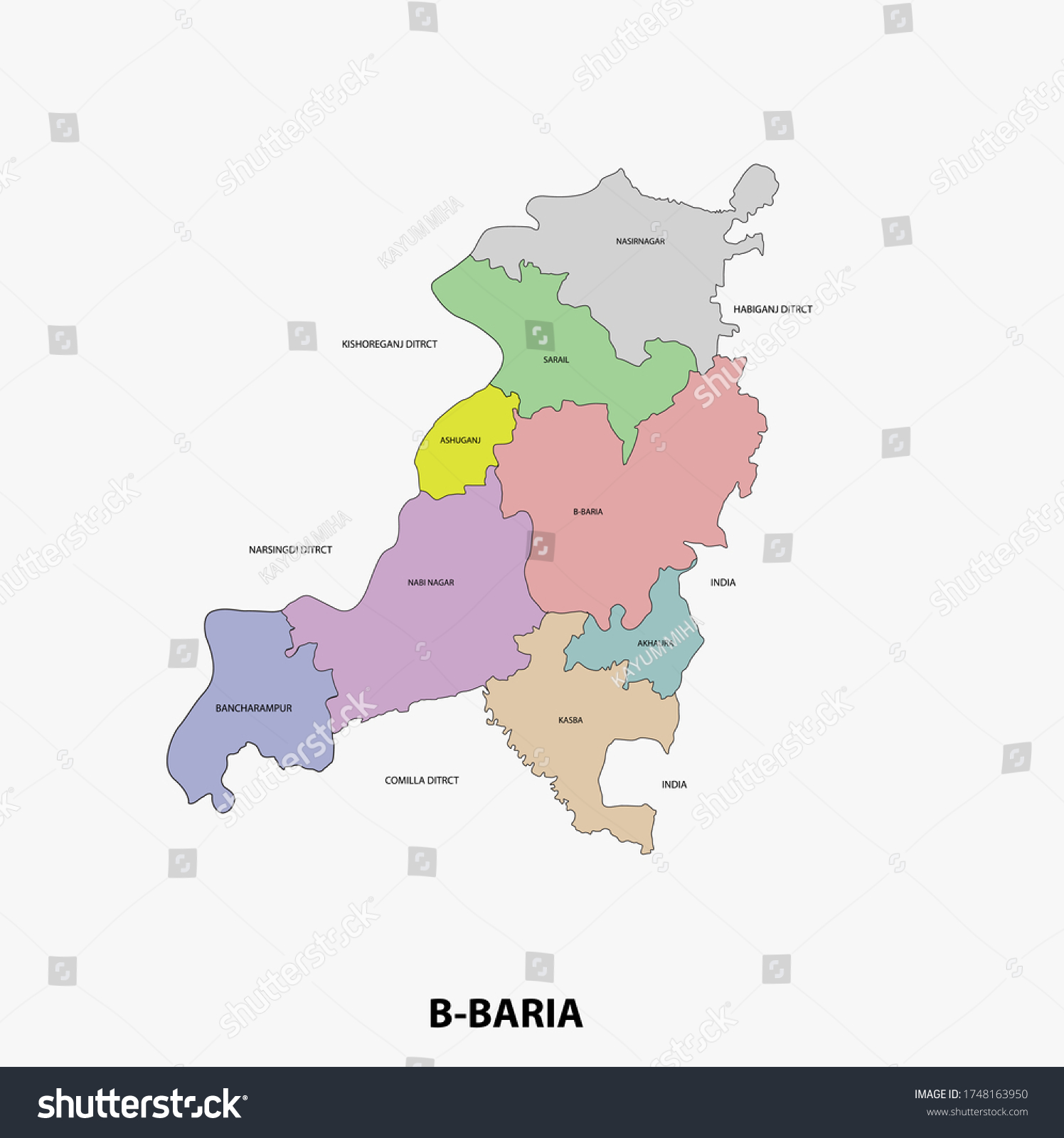 B-baria District Map Of Bangladesh, Map Of - Royalty Free Stock Vector ...