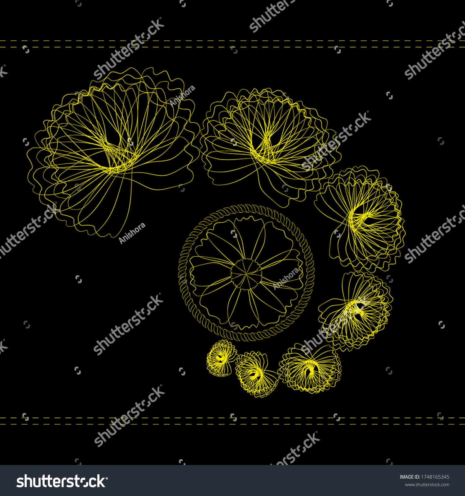 Art Deco flowers.Vector image.Illustration can - Royalty Free Stock