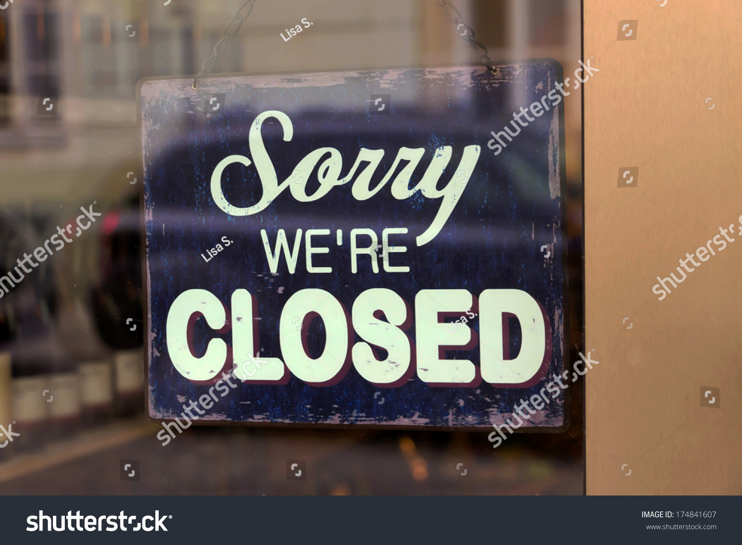 a closed shop has a sign in the schauf nests. sorry, we're closed #174841607