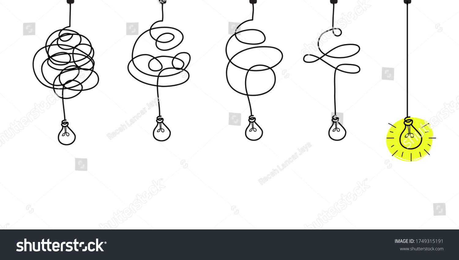 doodle lightbulbs idea icon. simplifying the complex, confusion clarity or path vector idea concept with lightbulbs. vector illustration #1749315191