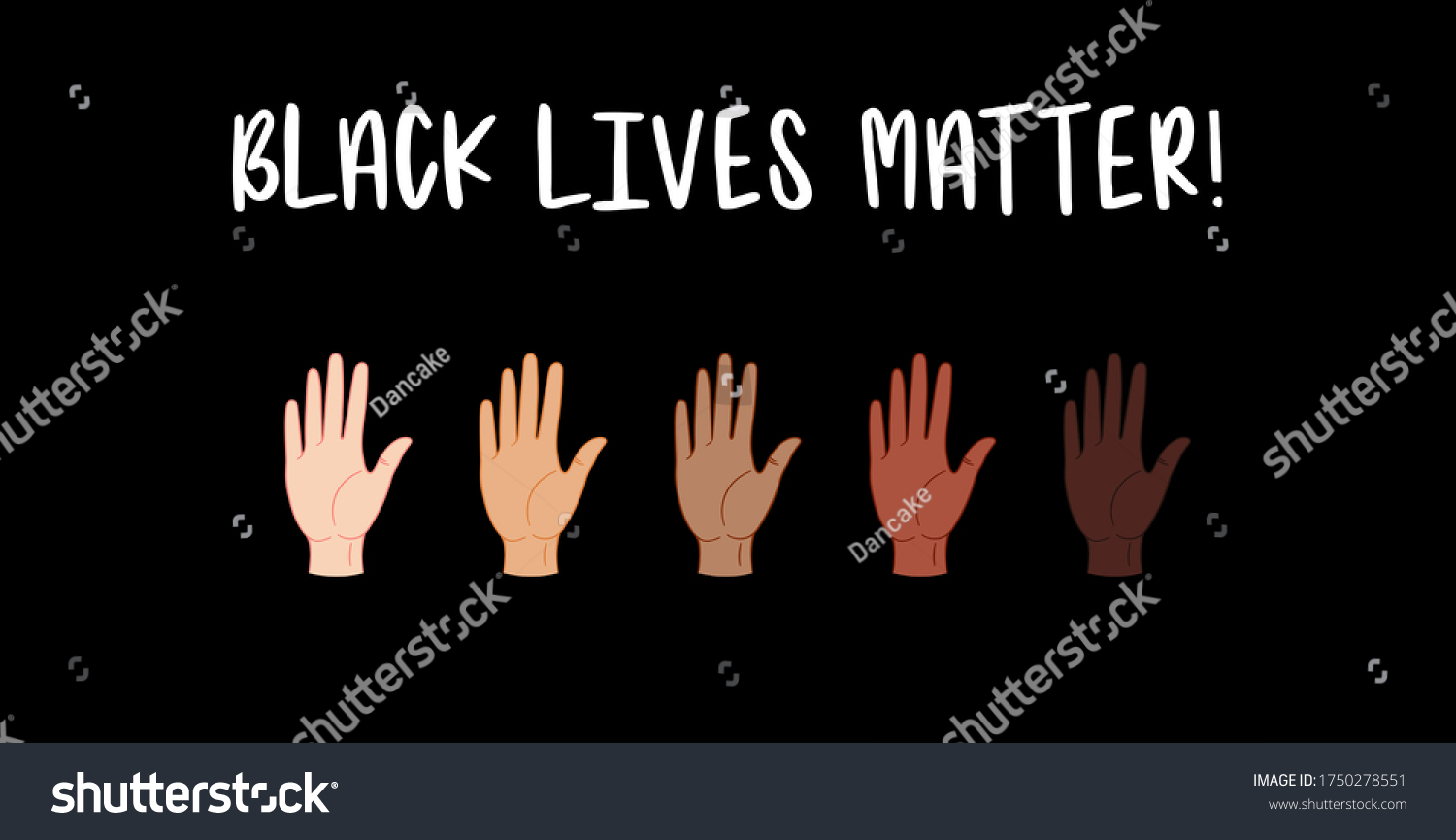 Black lives matter. Hands with different skin colors . Vector illustration #1750278551