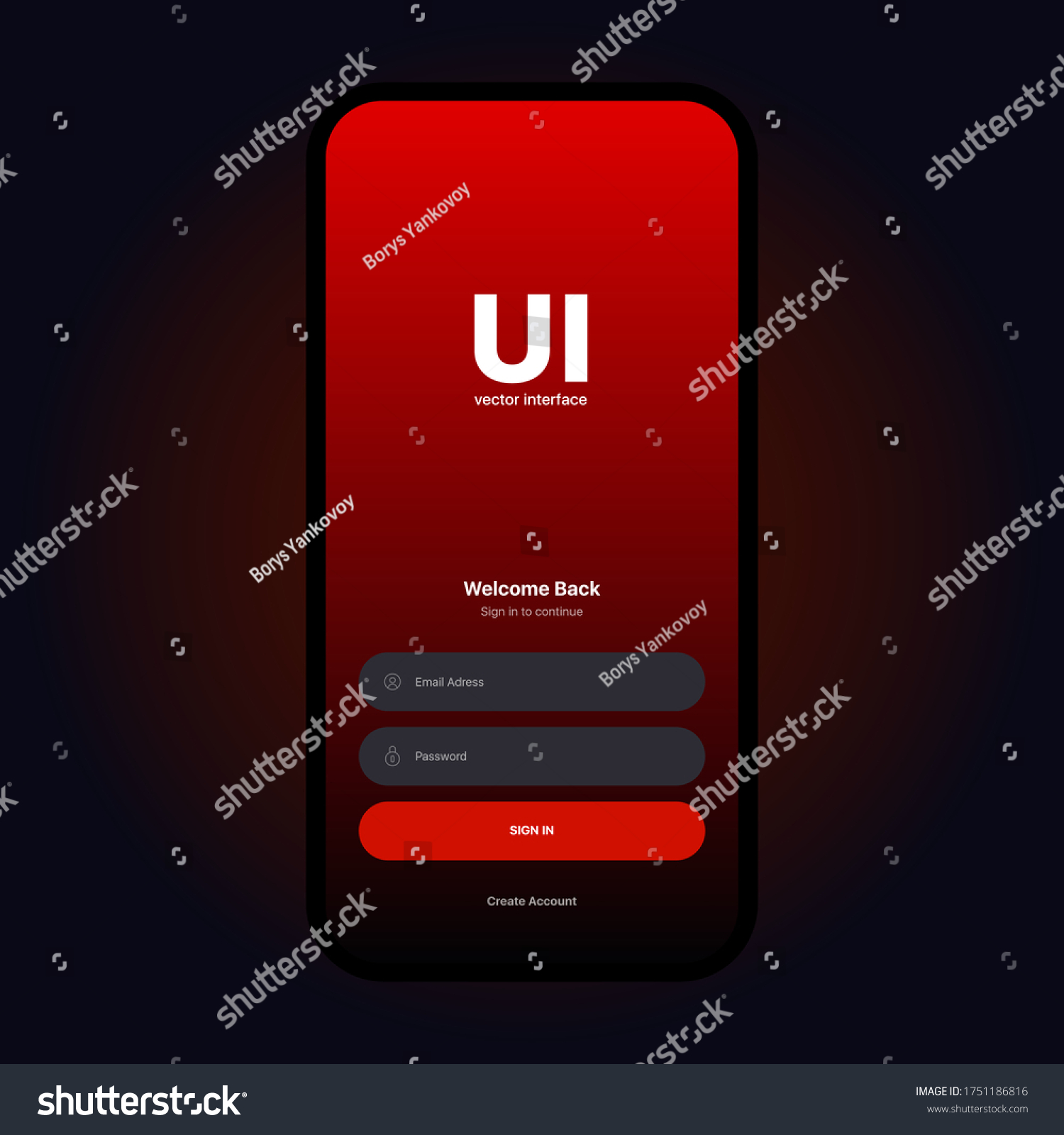 Login UI Interface. Sign In Screen. Mobile App - Royalty Free Stock ...